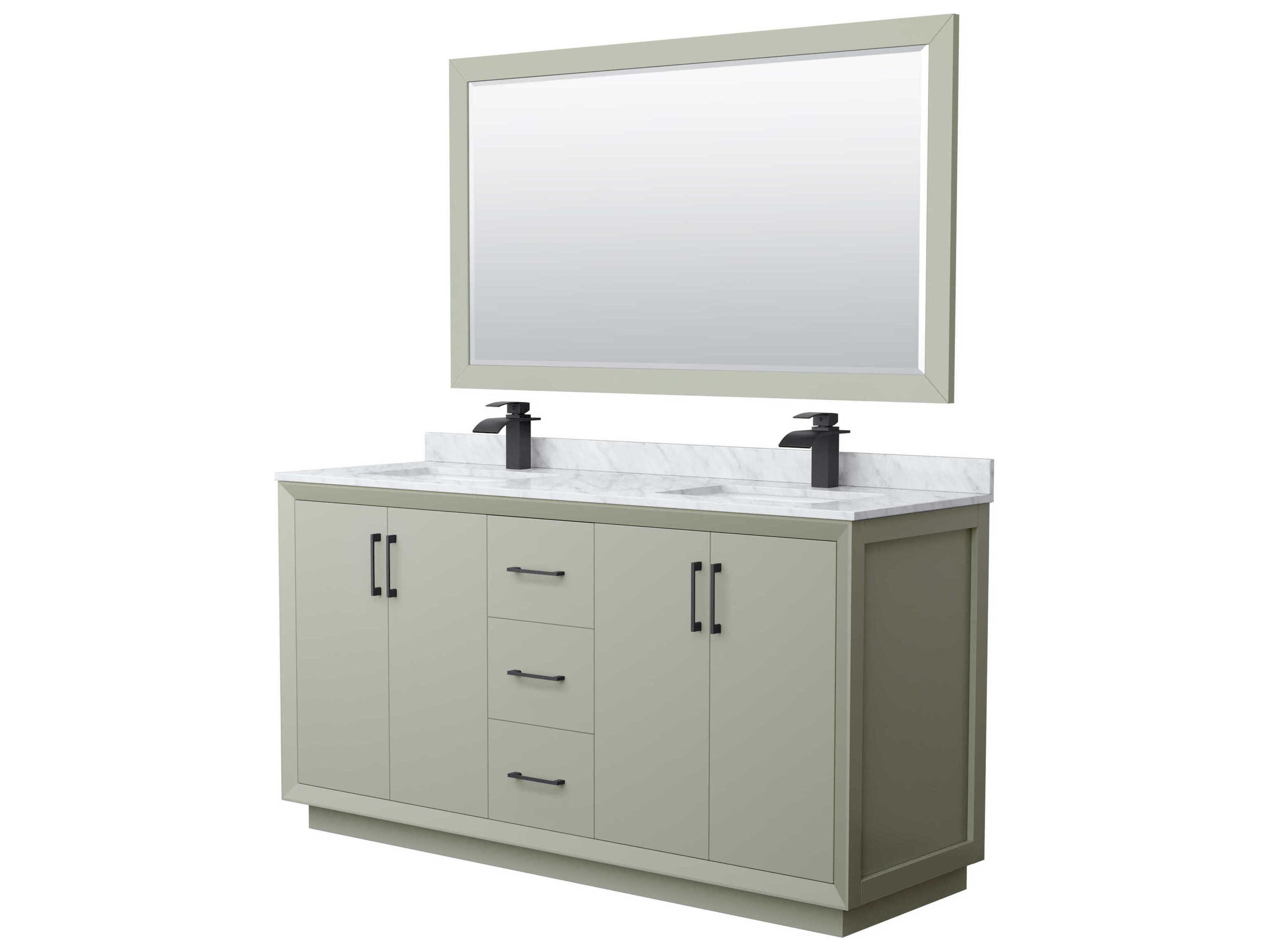 Wyndham Collection Strada 66" Light Green Vanity with 58" Mirror