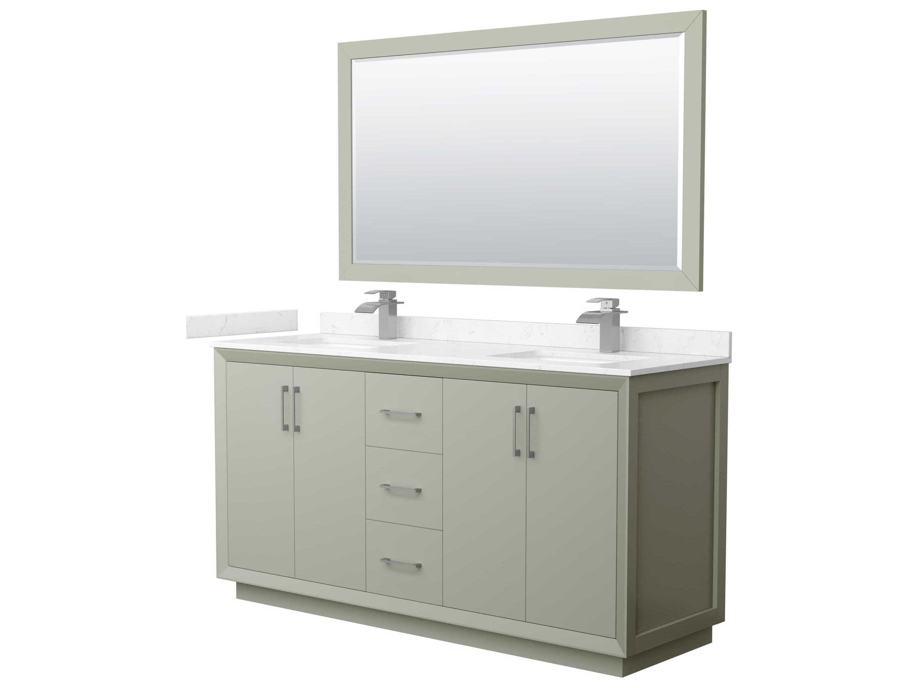 Wyndham Collection Strada 66" Light Green Vanity with 58" Mirror