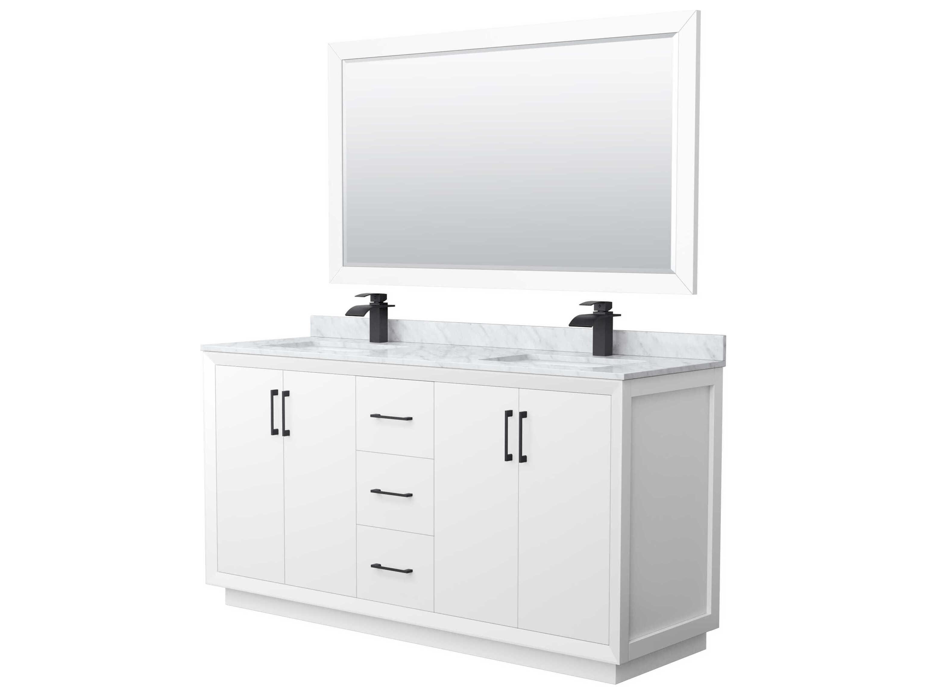 Wyndham Collection Strada 66" White Vanity with 58" Mirror