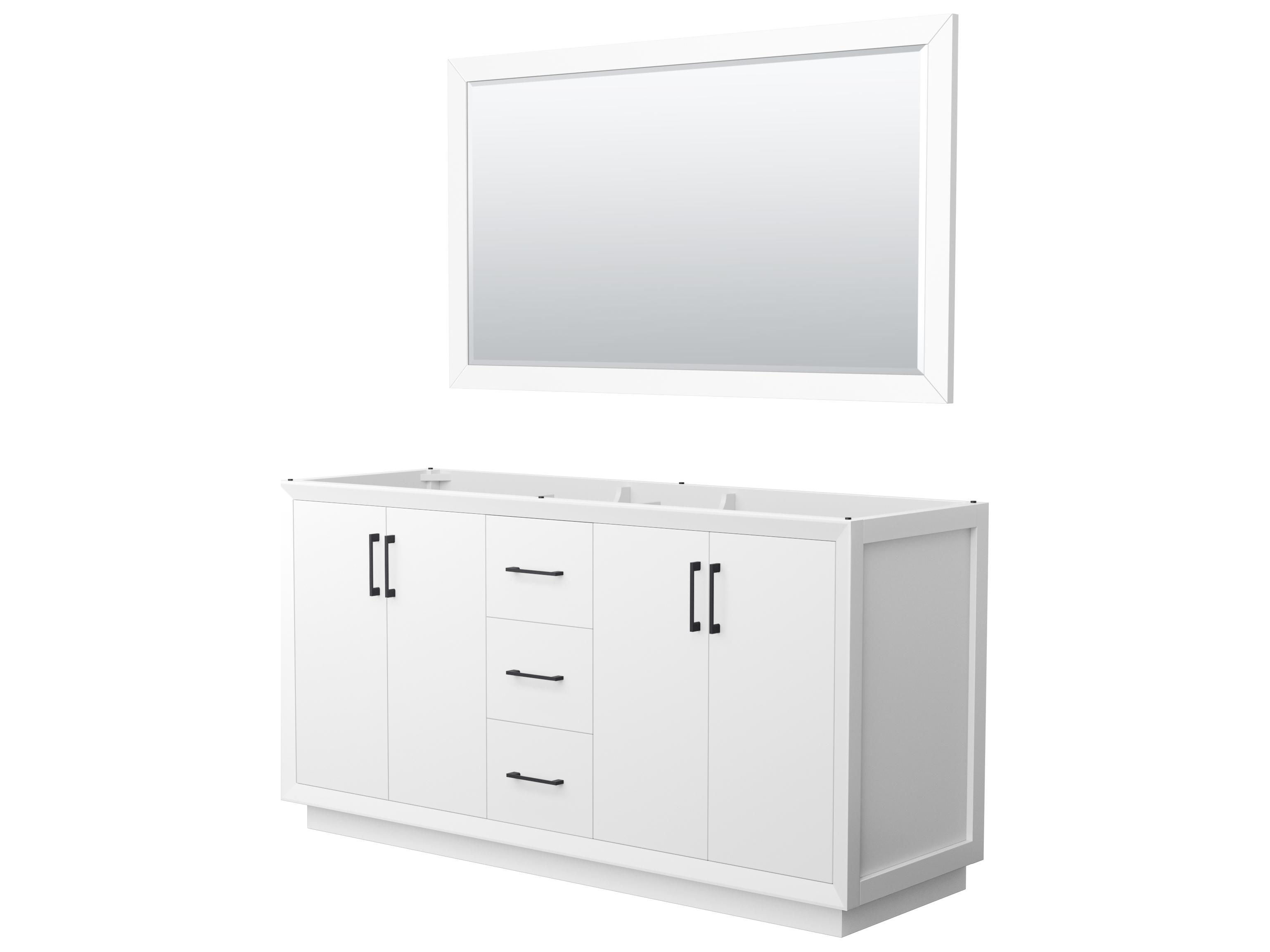 Wyndham Collection Strada 65" White Vanity with 58" Mirror