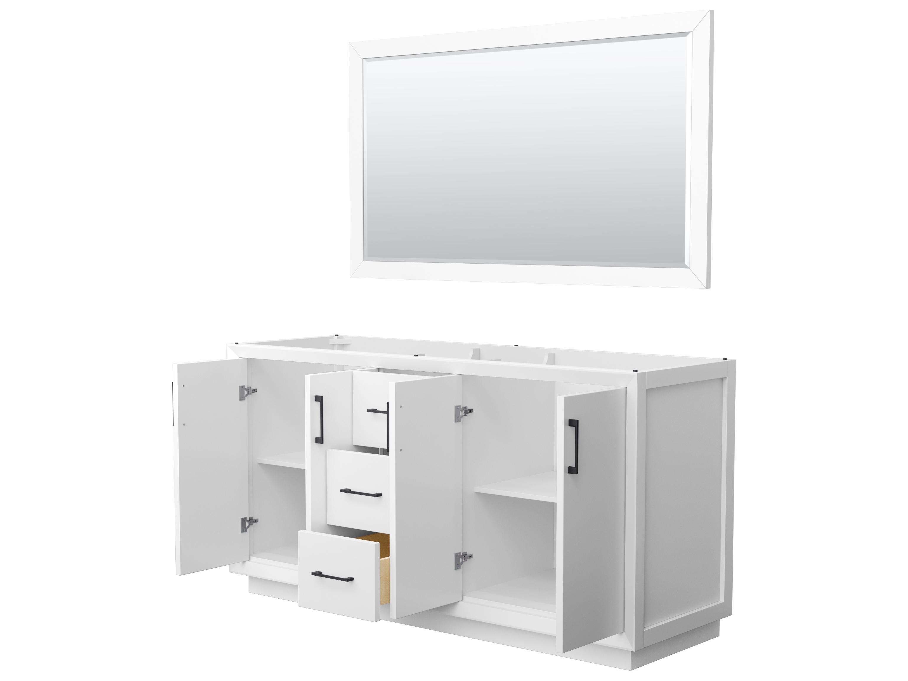 Wyndham Collection Strada 65" White Vanity with 58" Mirror
