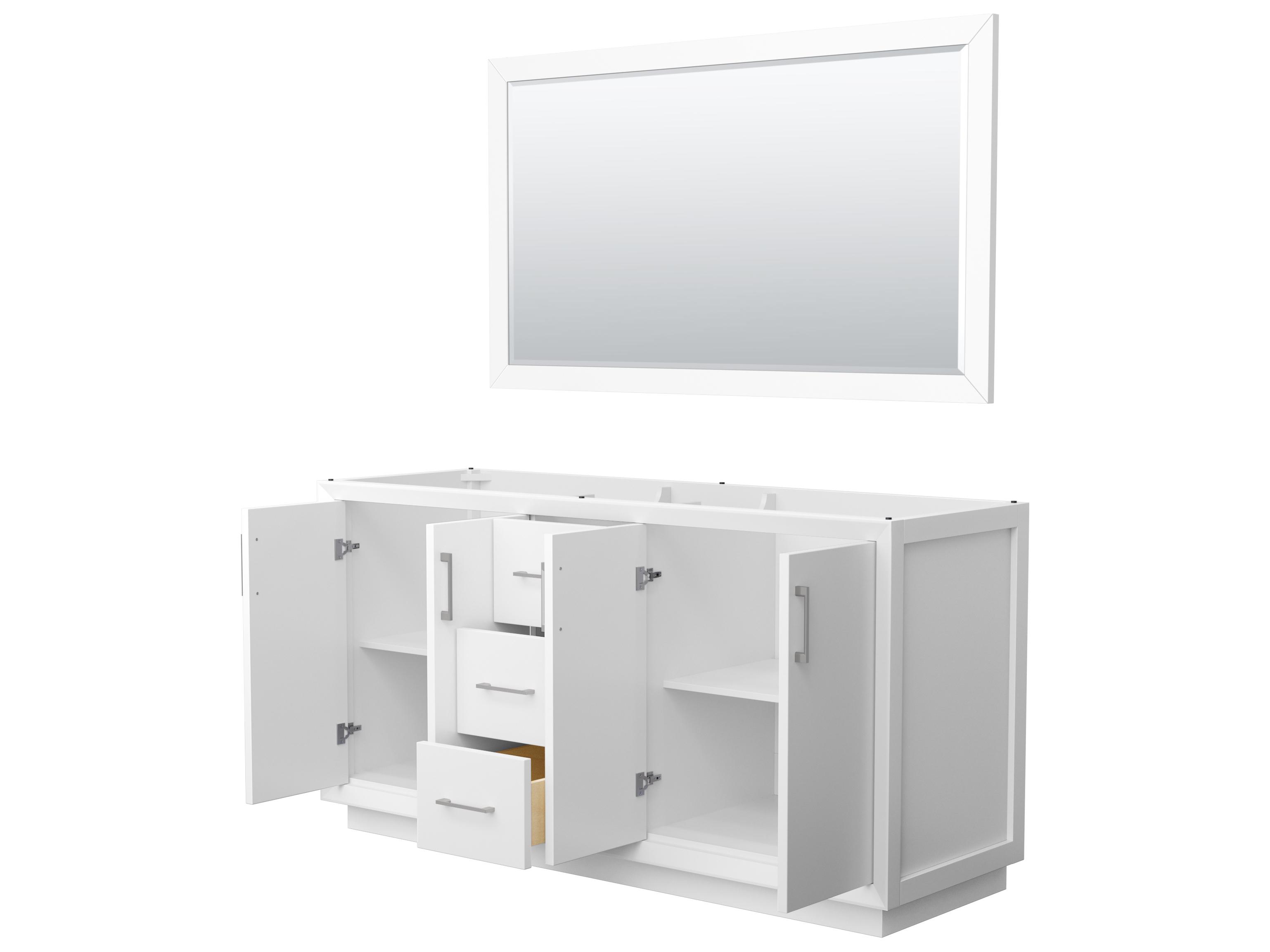 Wyndham Collection Strada 65" White Vanity with 58" Mirror