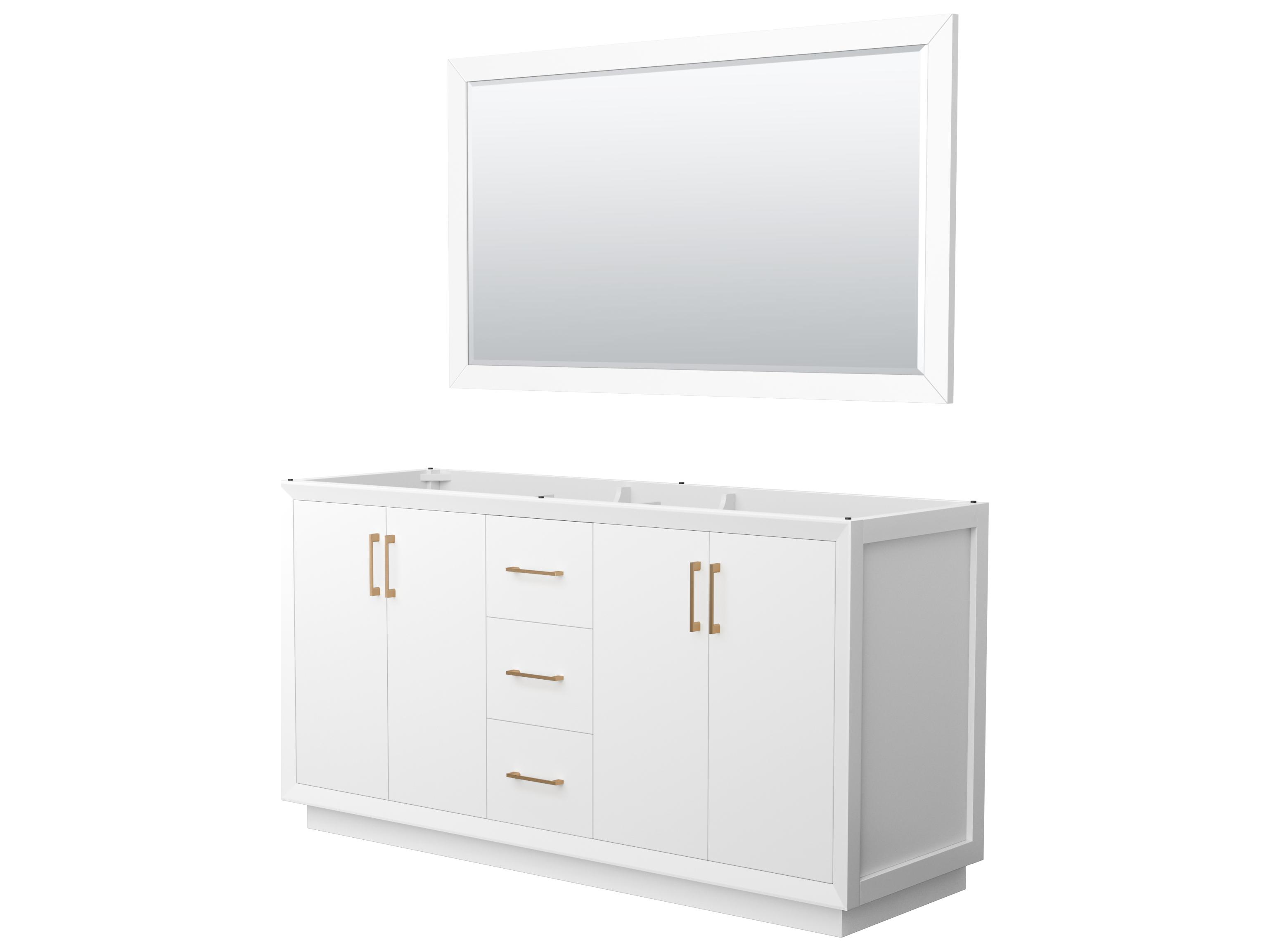 Wyndham Collection Strada 65" White Vanity with 58" Mirror