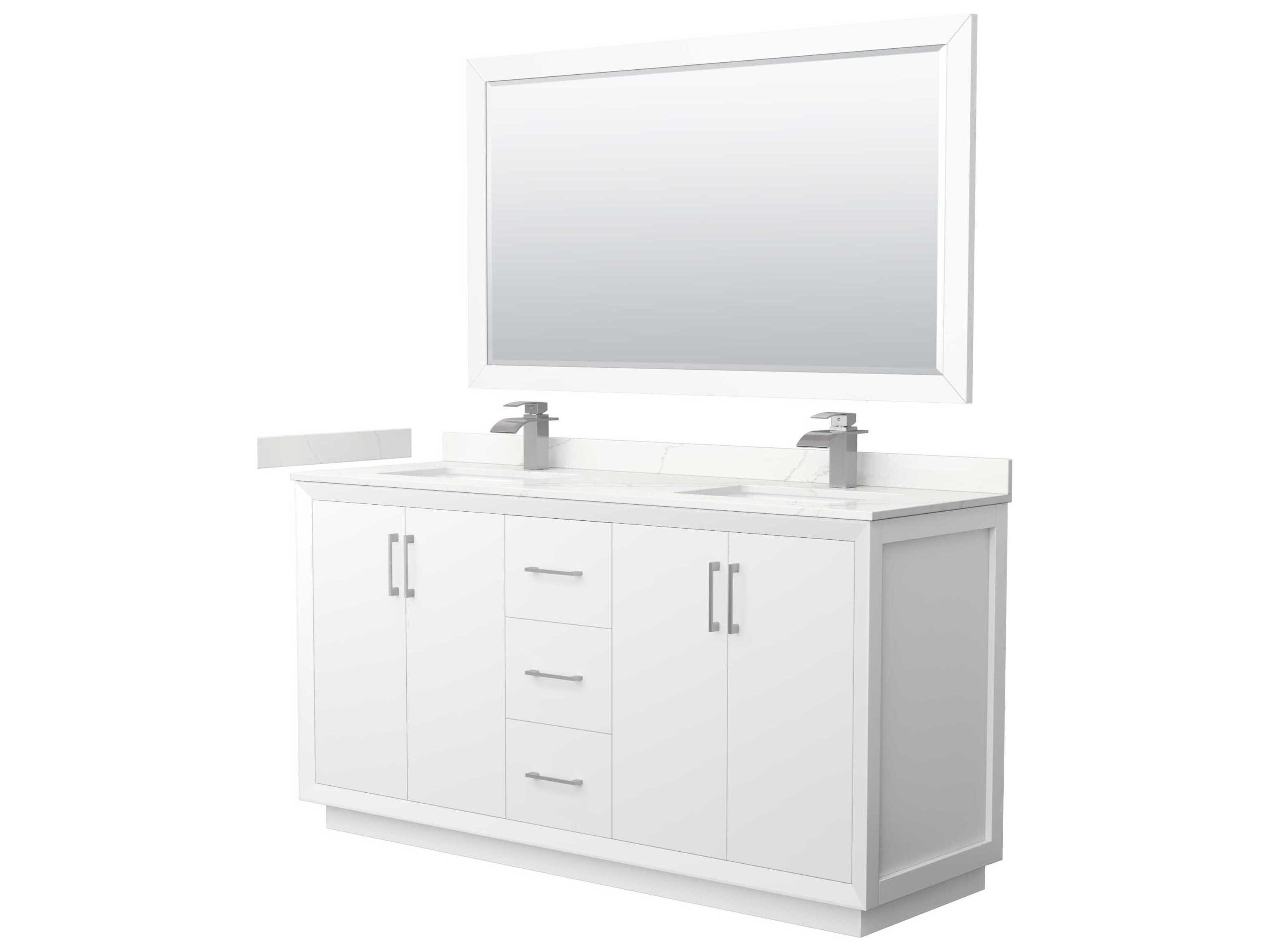 Wyndham Collection Strada 66" White Vanity with 58" Mirror