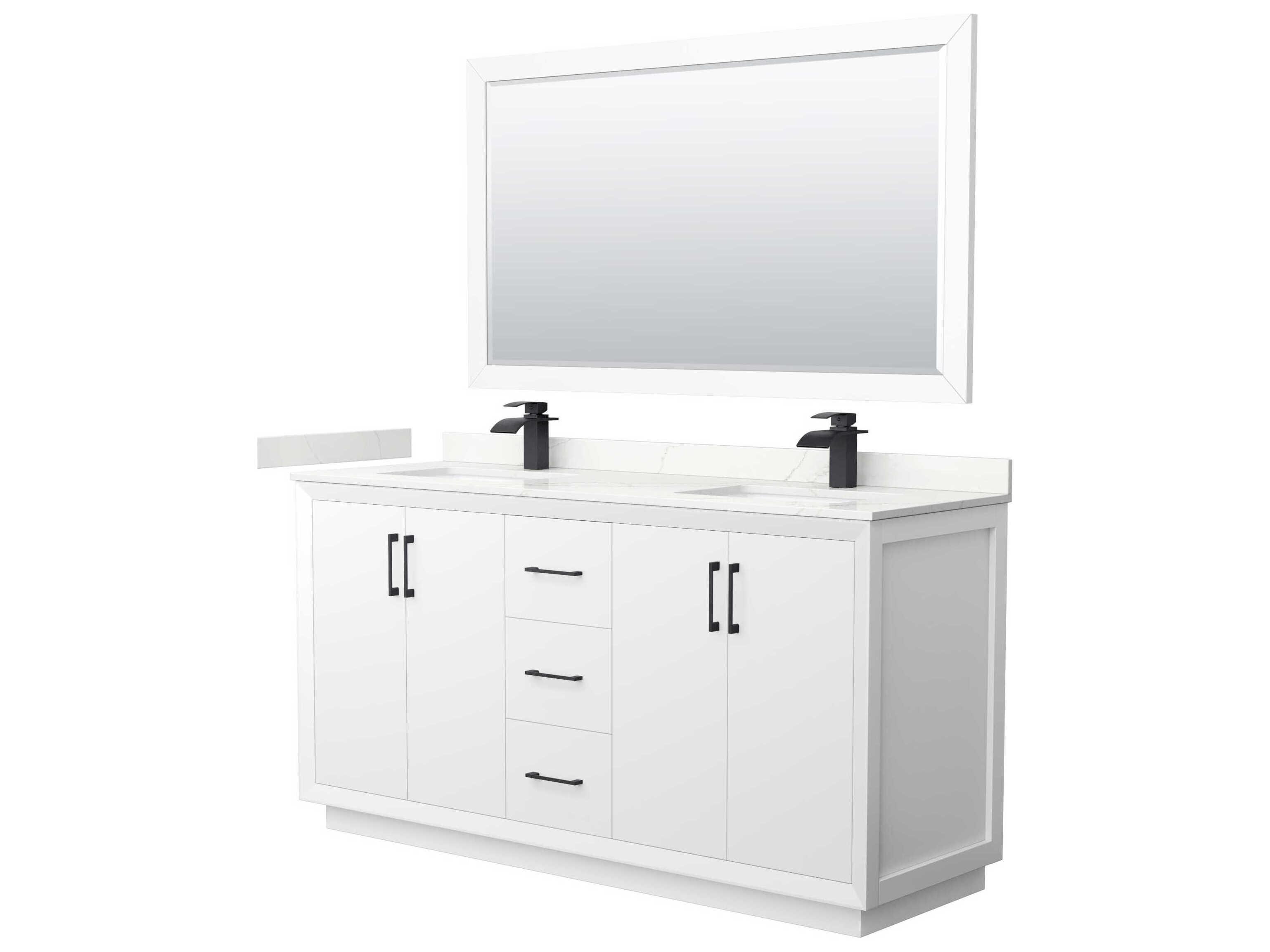 Wyndham Collection Strada 66" White Vanity with 58" Mirror