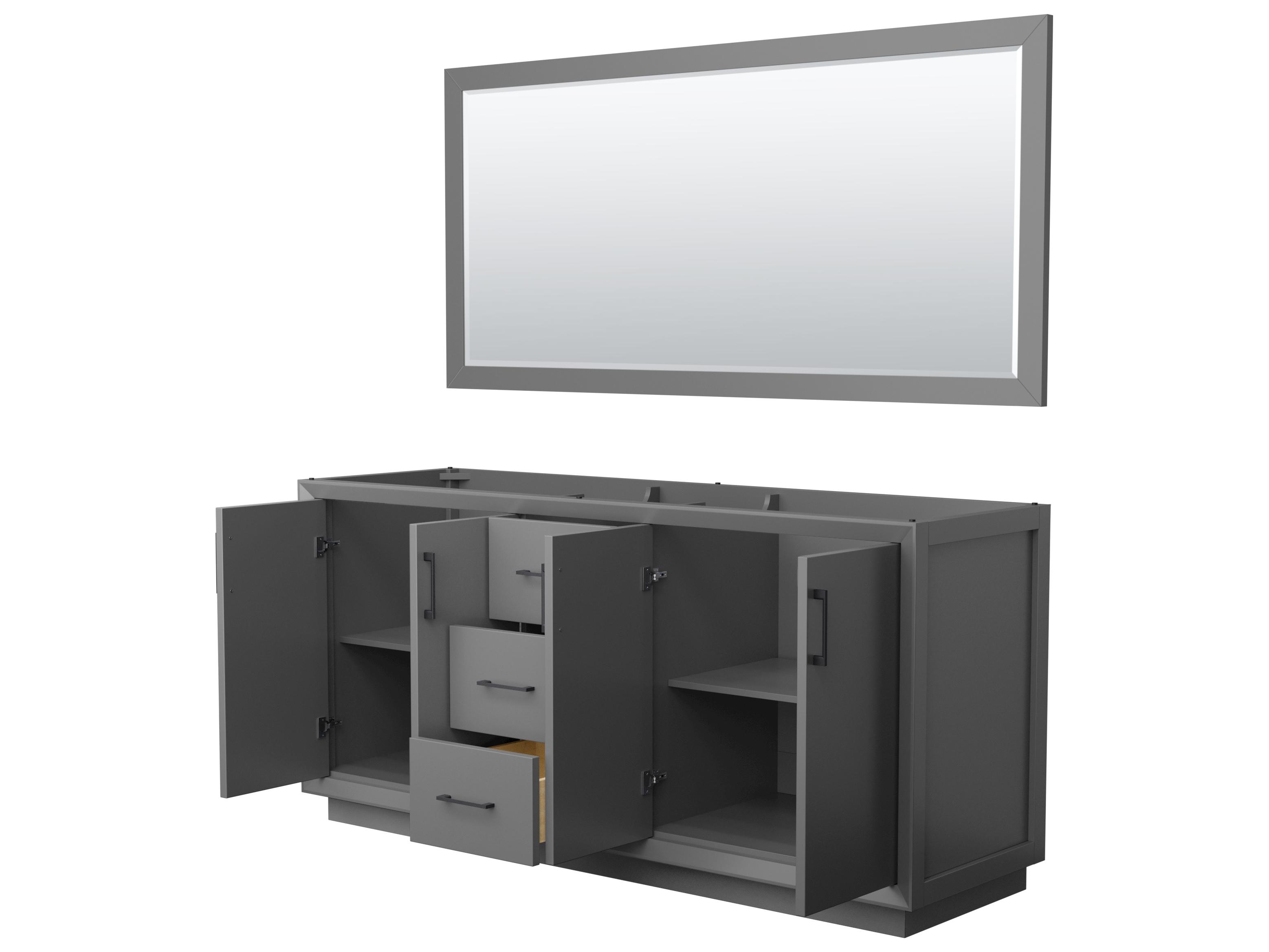 Wyndham Collection Strada 71" Dark Gray Vanity with 70" Mirror