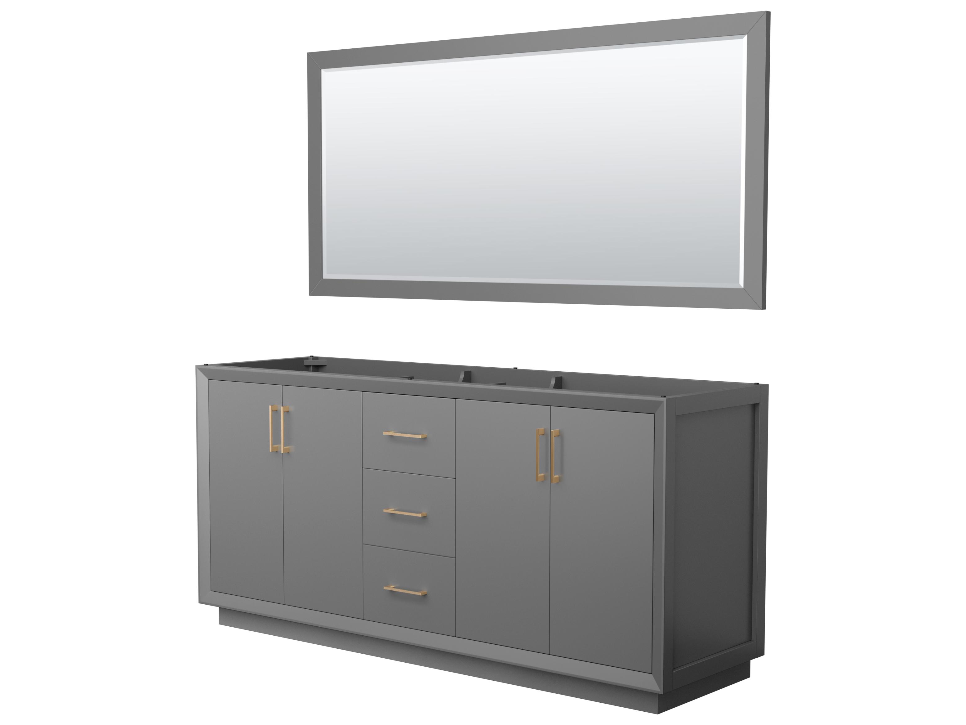 Wyndham Collection Strada 71" Dark Gray Vanity with 70" Mirror