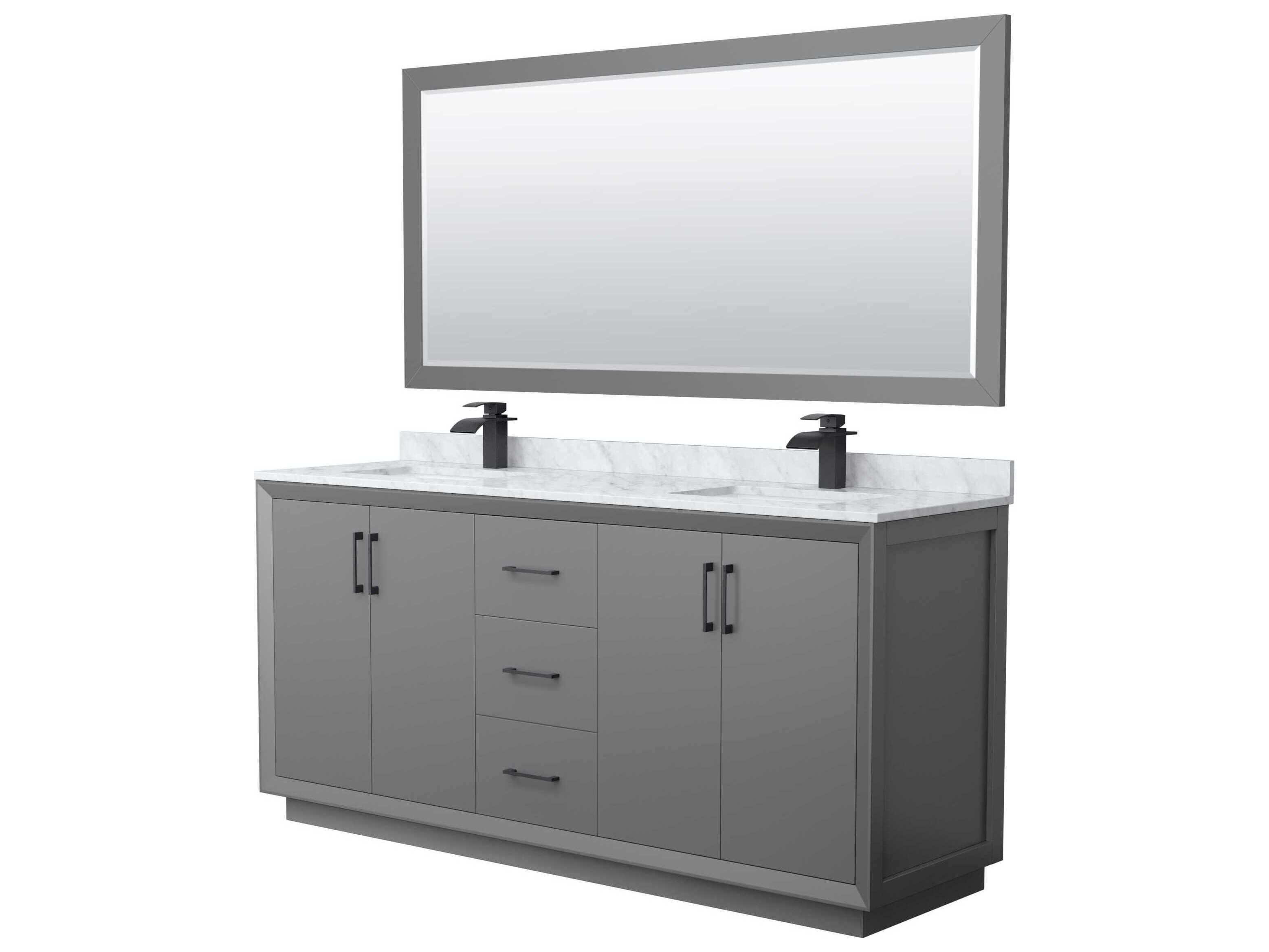 Wyndham Collection Strada 72" Dark Gray Vanity with 70" Mirror