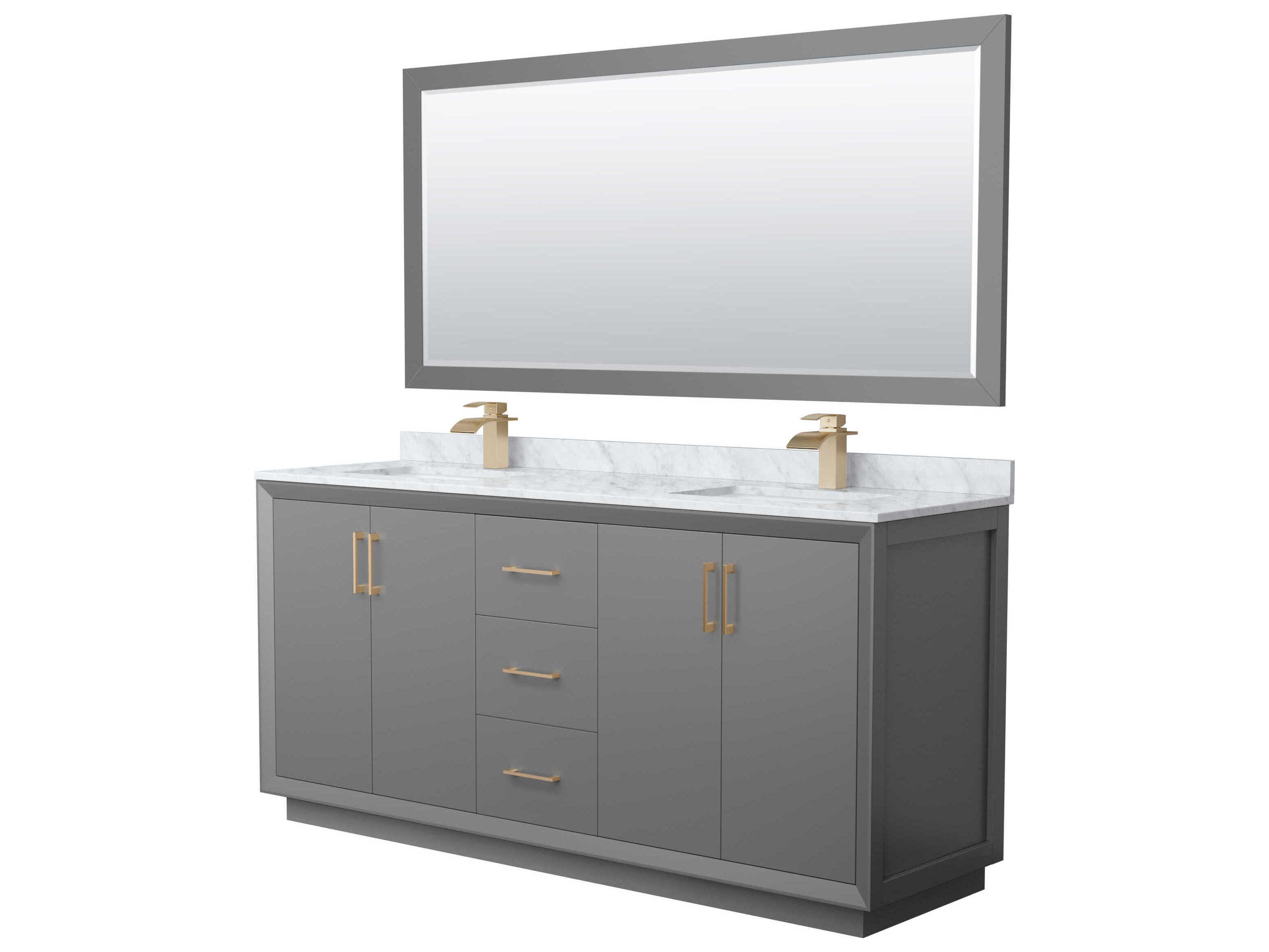 Wyndham Collection Strada 72" Dark Gray Vanity with 70" Mirror