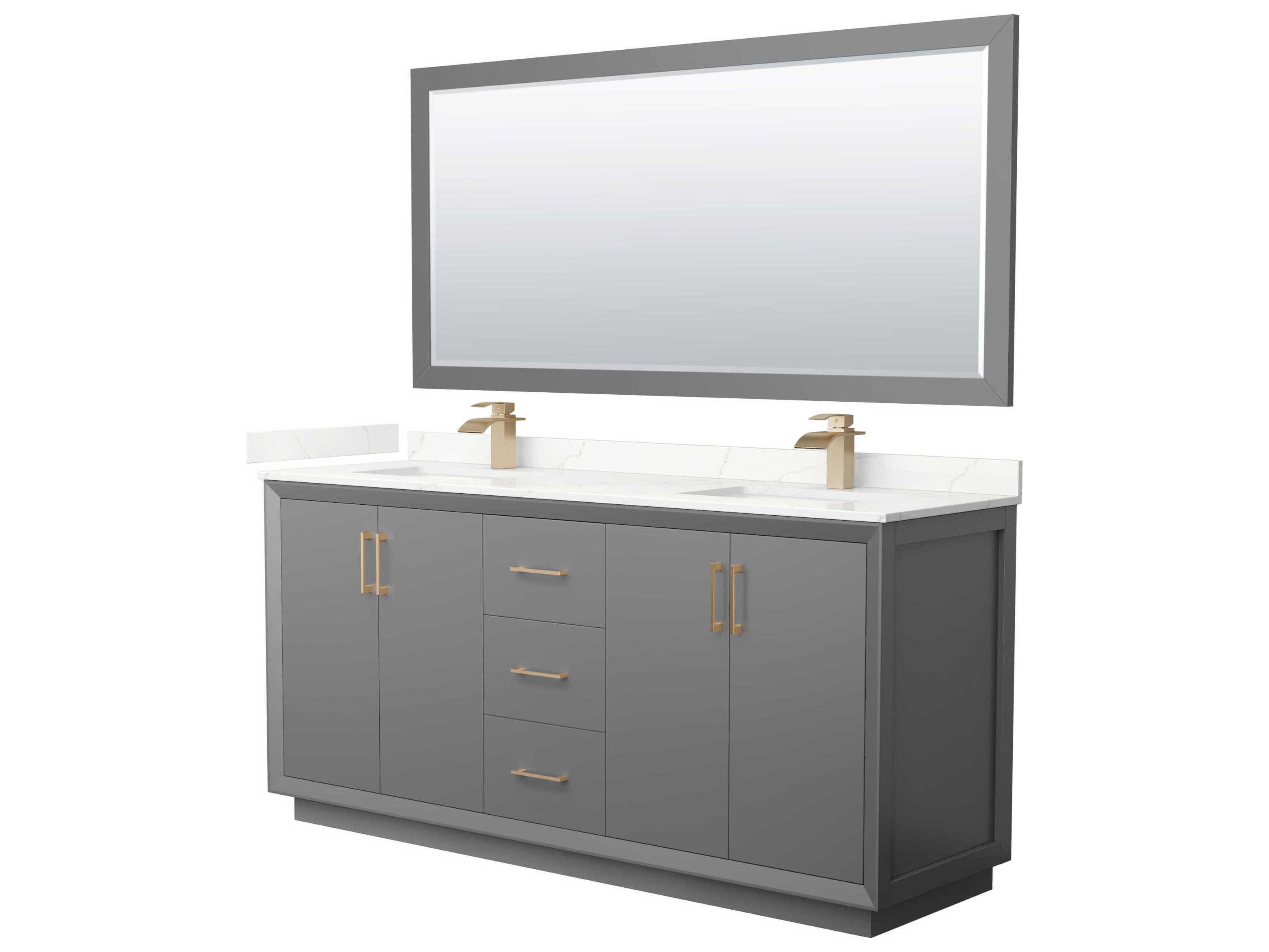 Wyndham Collection Strada 72" Dark Gray Vanity with 70" Mirror