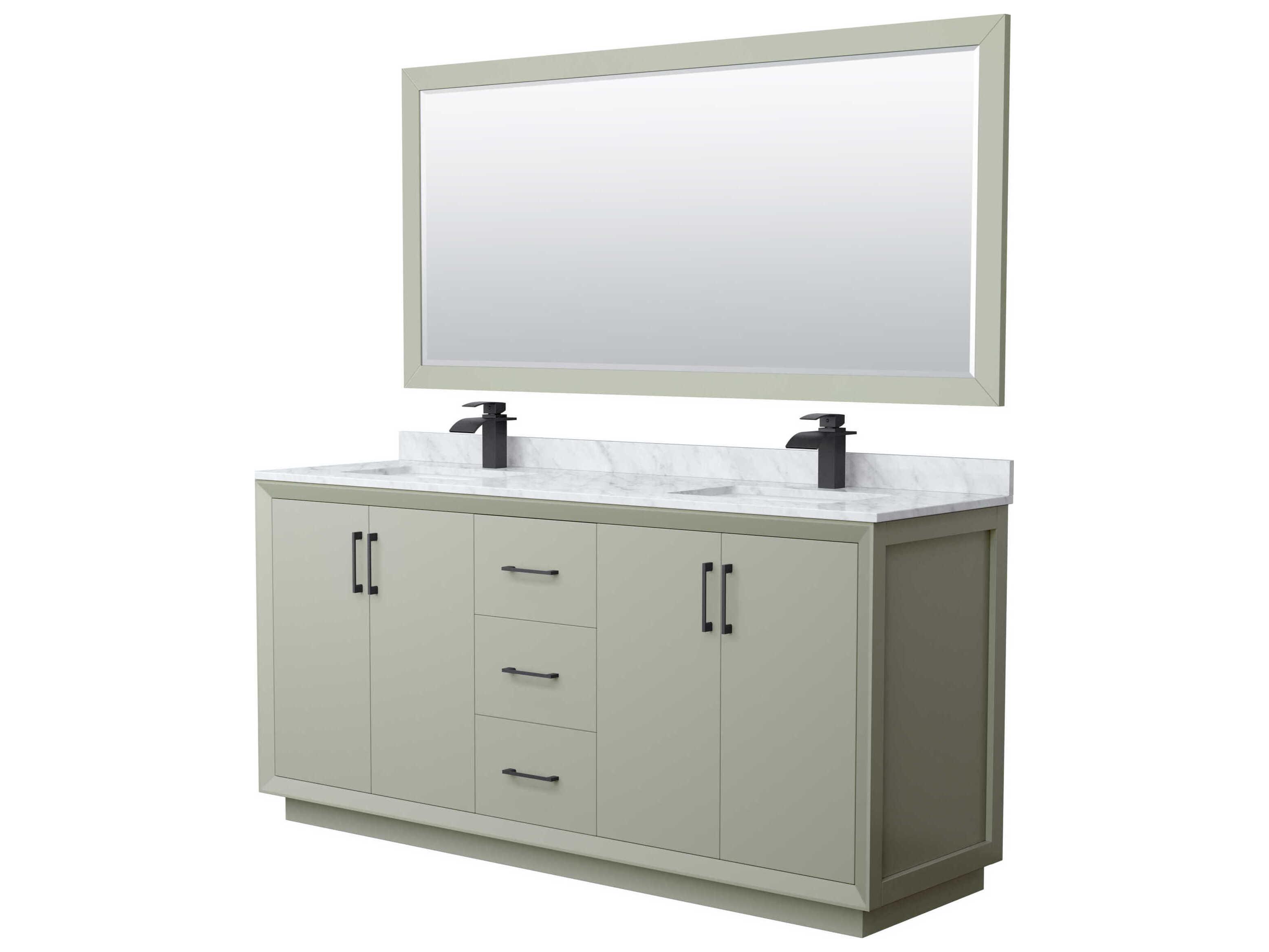 Wyndham Collection Strada 72" Light Green Vanity with 70" Mirror