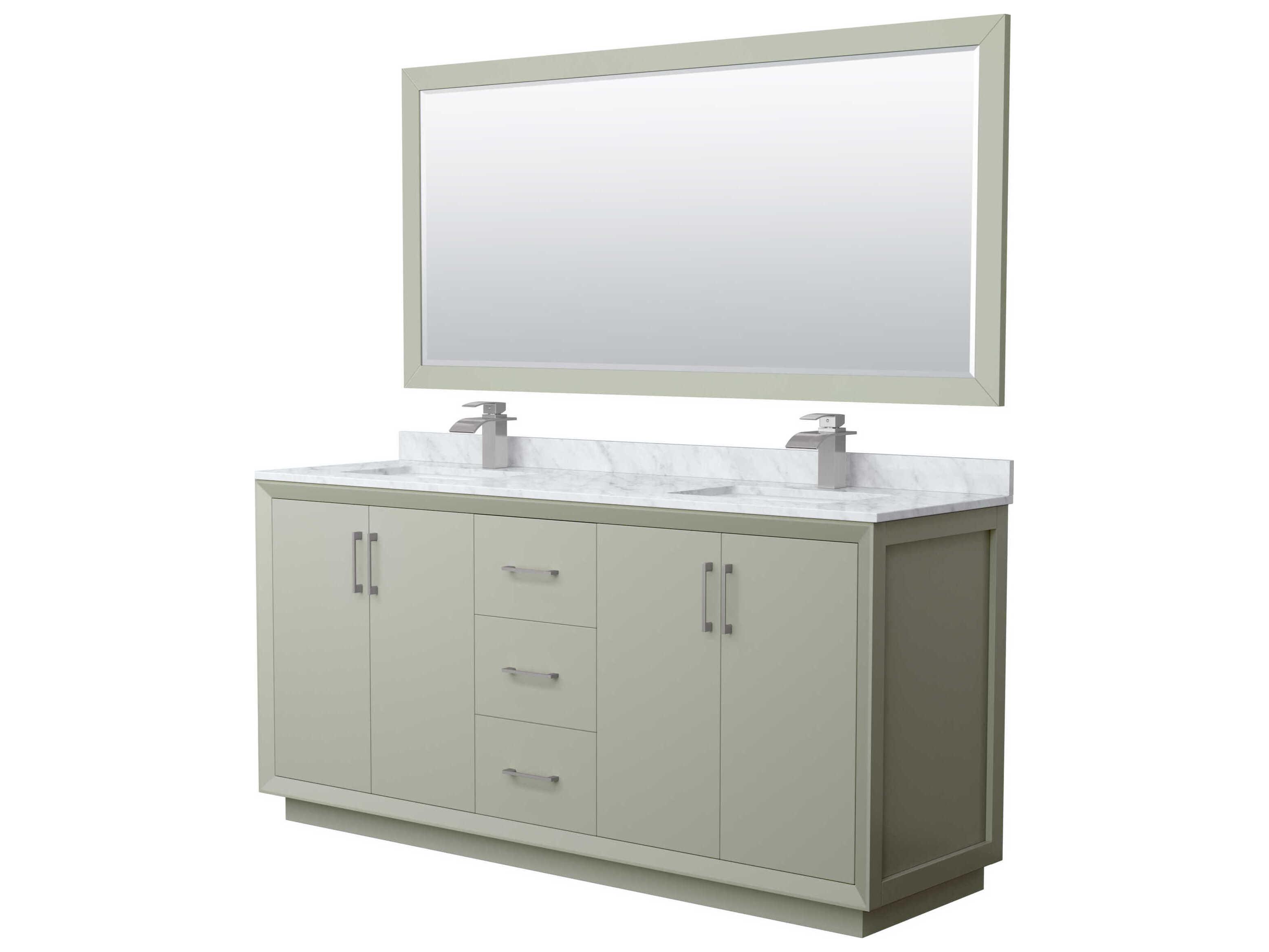 Wyndham Collection Strada 72" Light Green Vanity with 70" Mirror