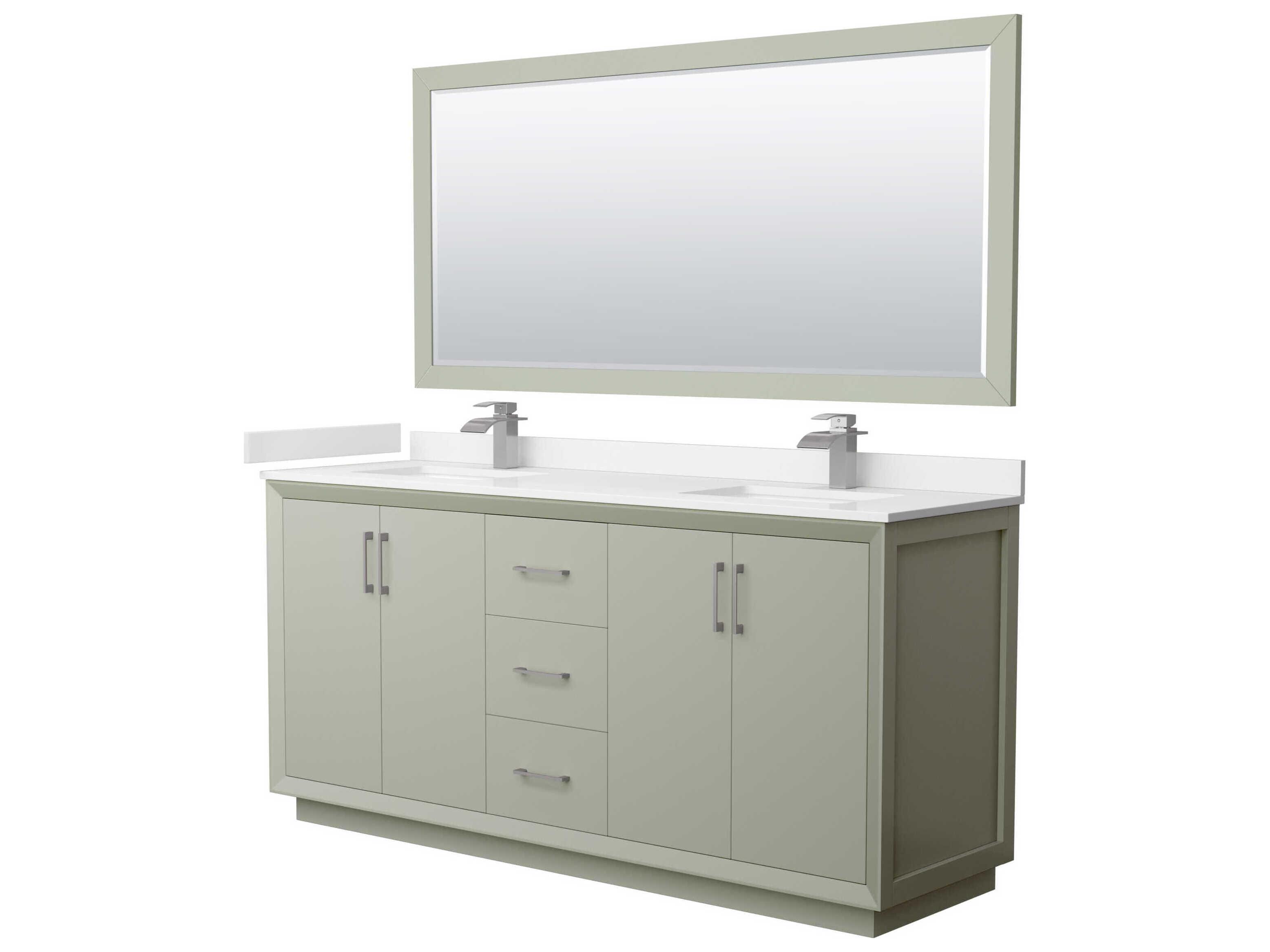 Wyndham Collection Strada 72" Light Green Vanity with 70" Mirror