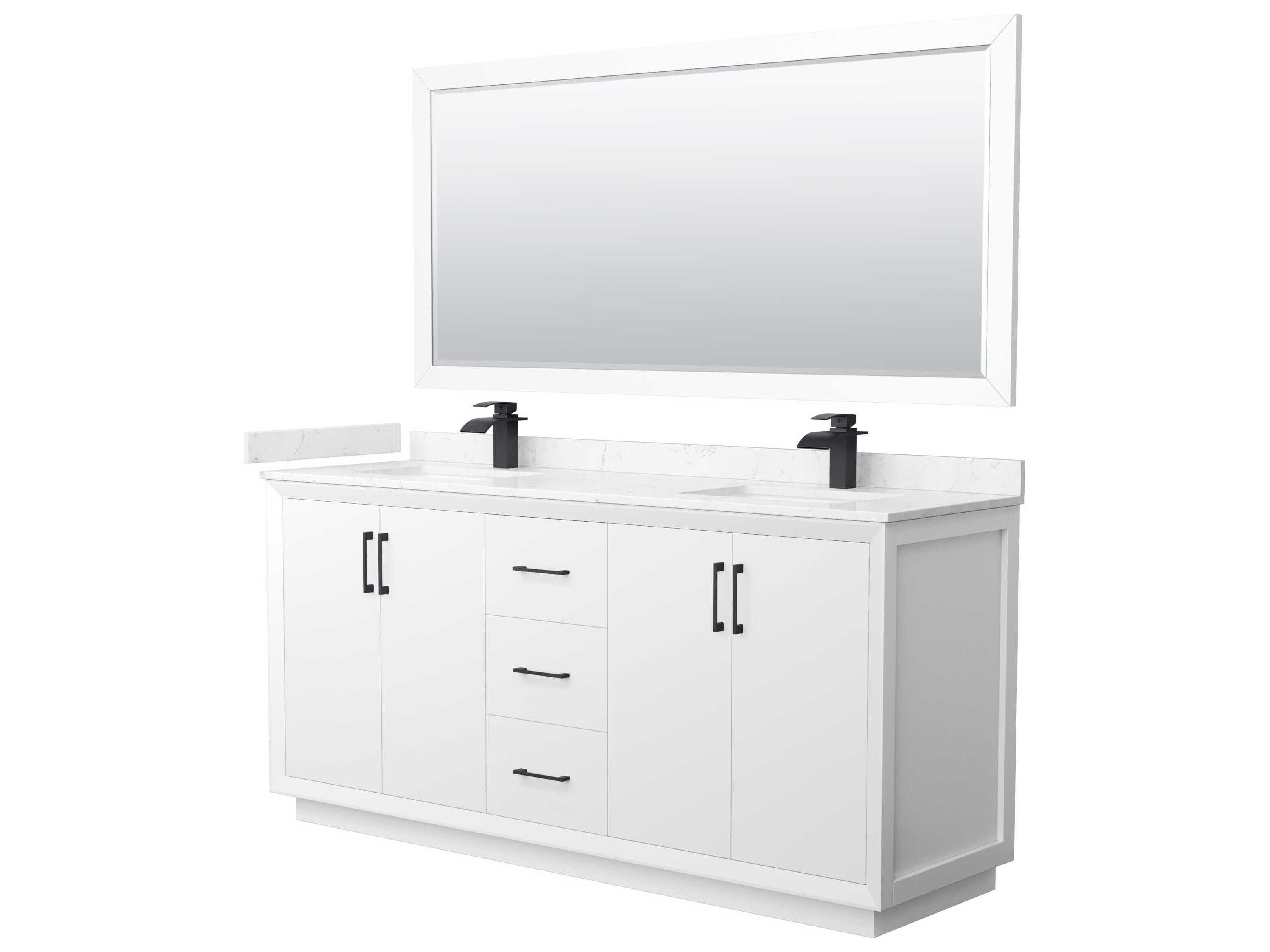 Wyndham Collection Strada 72" White Vanity with 70" Mirror