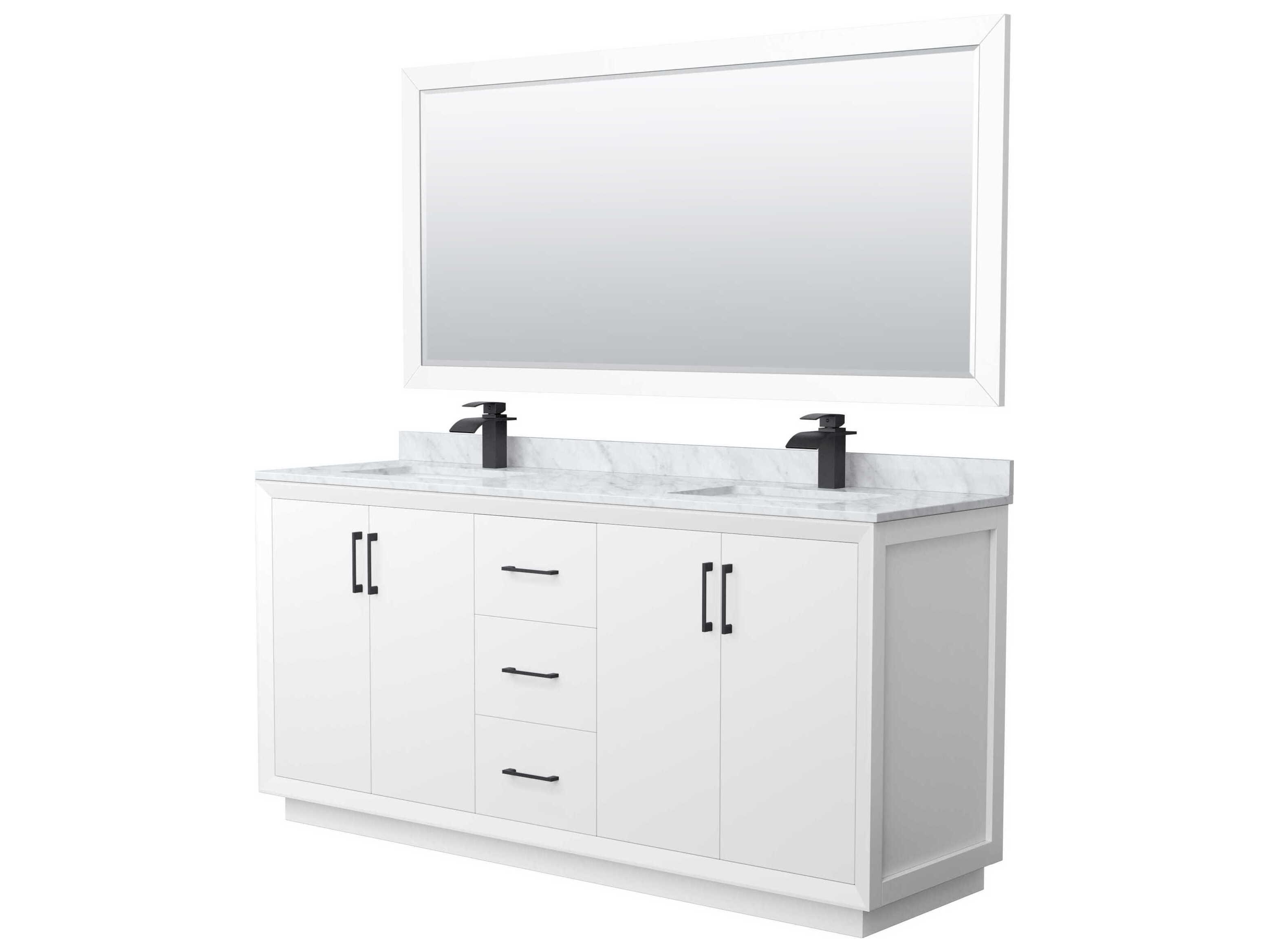Wyndham Collection Strada 72" White Vanity with 70" Mirror