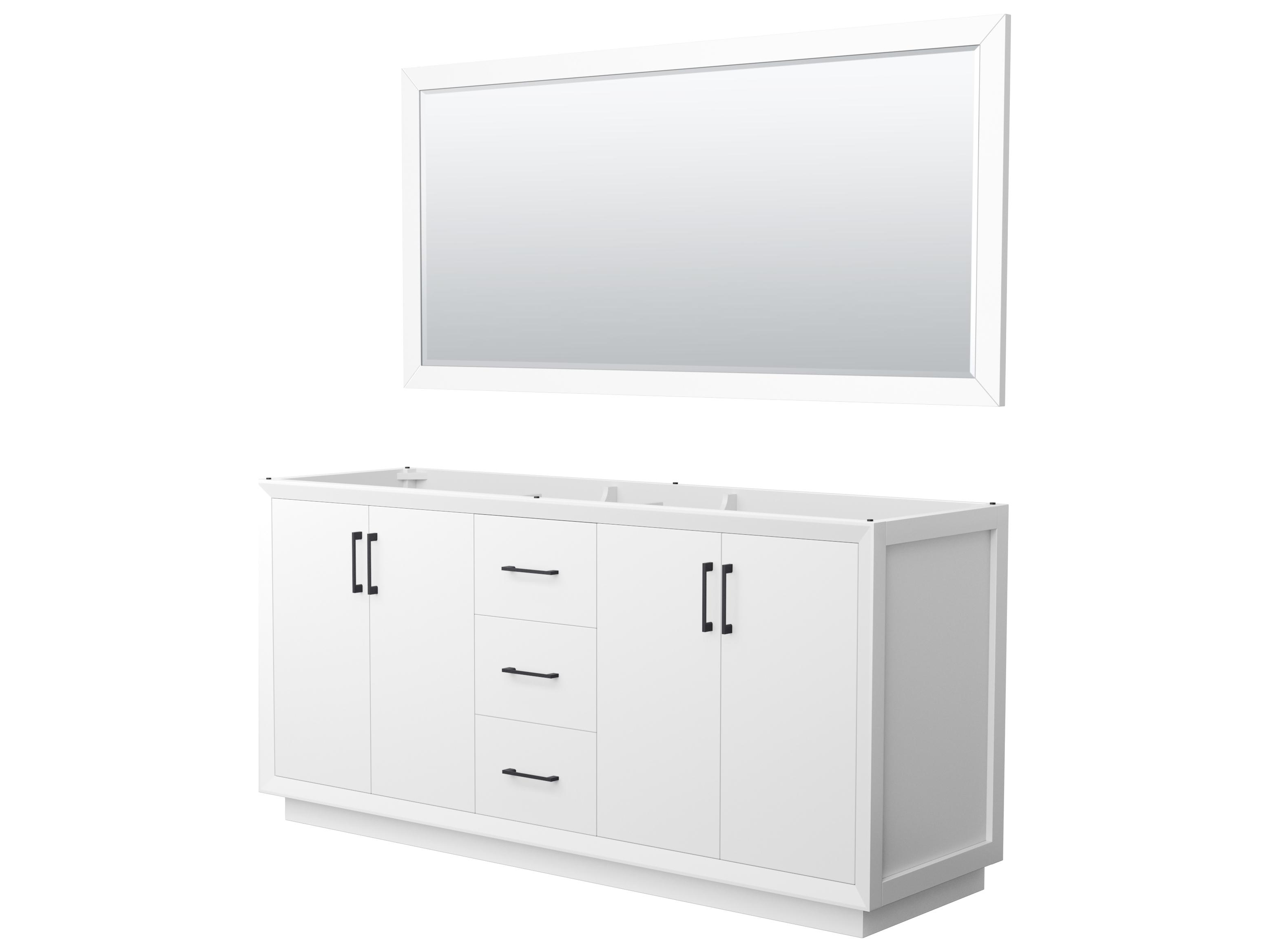 Wyndham Collection Strada 71" White Vanity with 70" Mirror