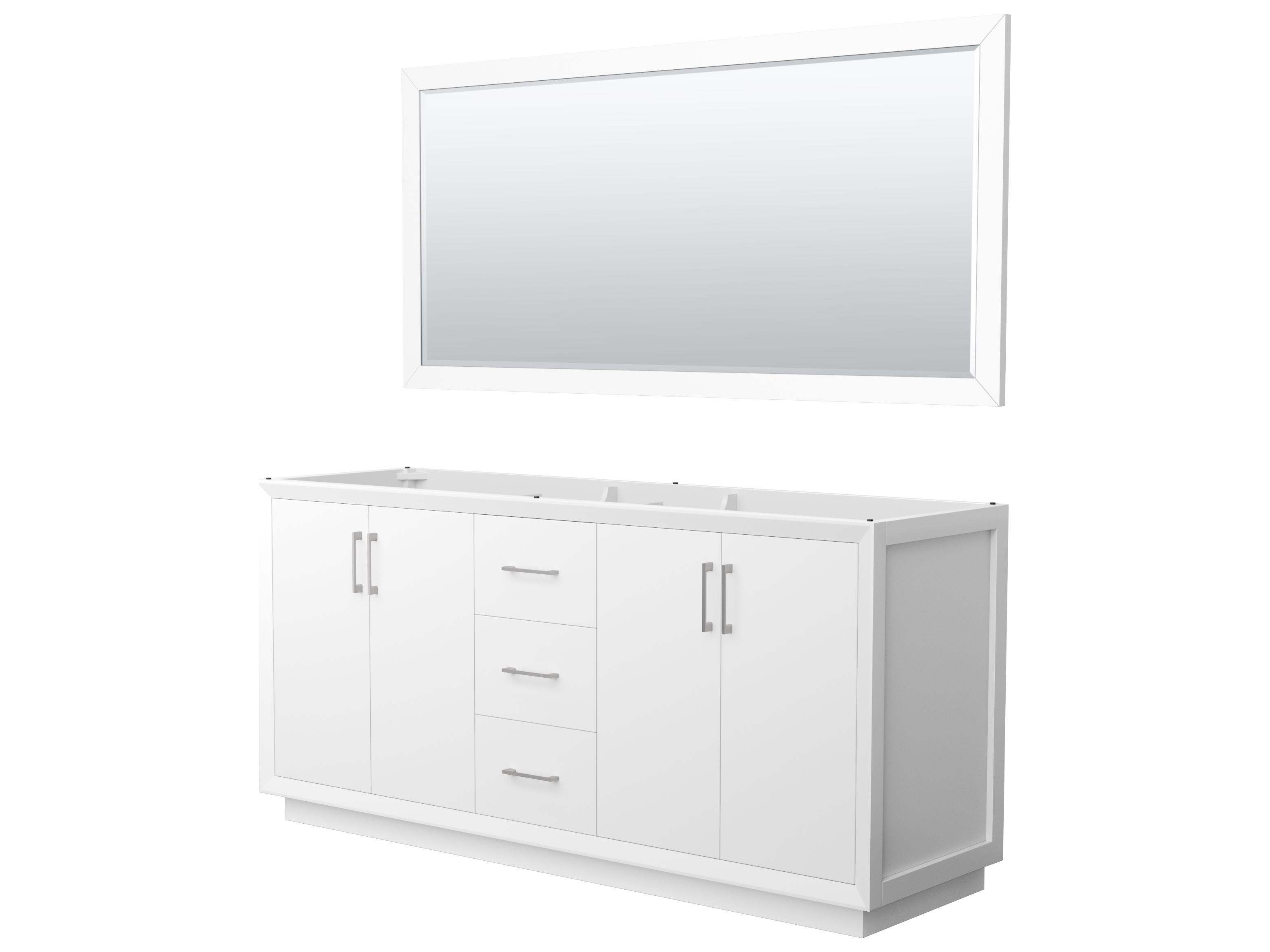 Wyndham Collection Strada 71" White Vanity with 70" Mirror