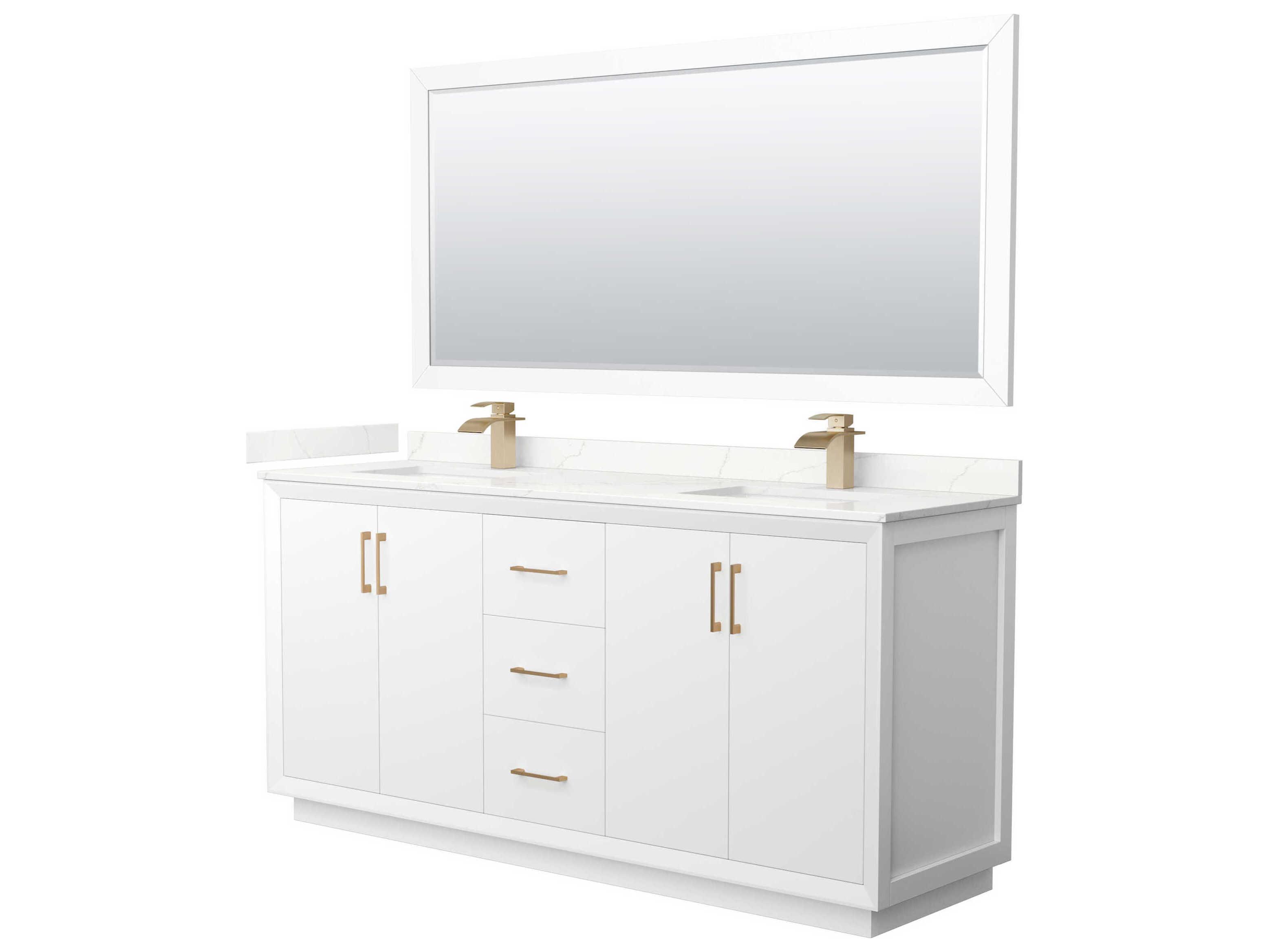 Wyndham Collection Strada 72" White Vanity with 70" Mirror