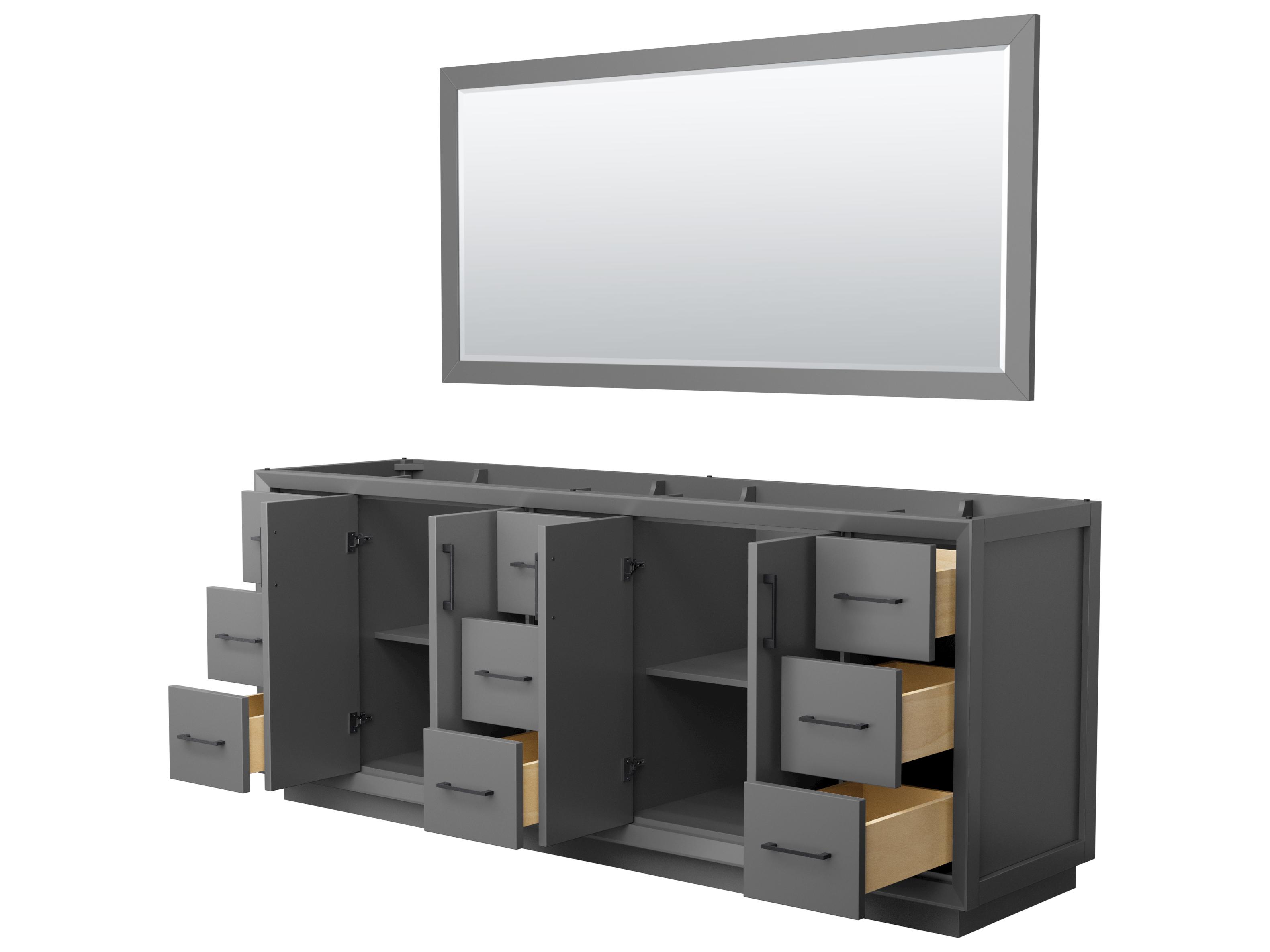 Wyndham Collection Strada 83" Dark Gray Vanity with 70" Mirror
