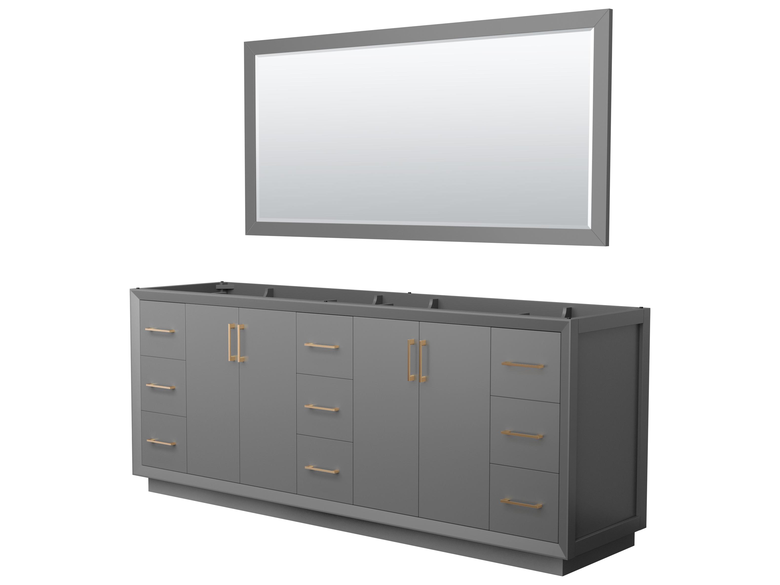 Wyndham Collection Strada 83" Dark Gray Vanity with 70" Mirror