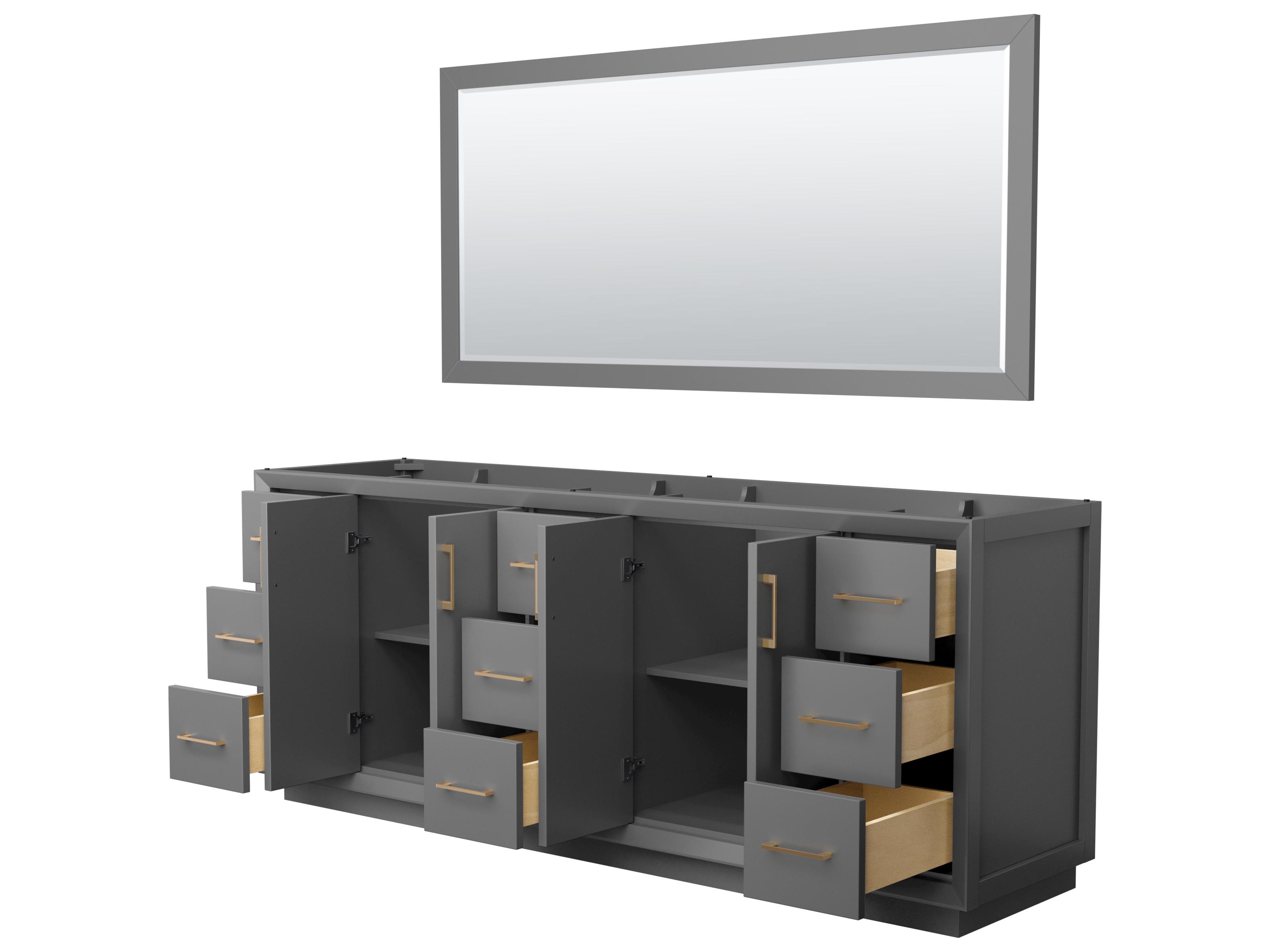 Wyndham Collection Strada 83" Dark Gray Vanity with 70" Mirror