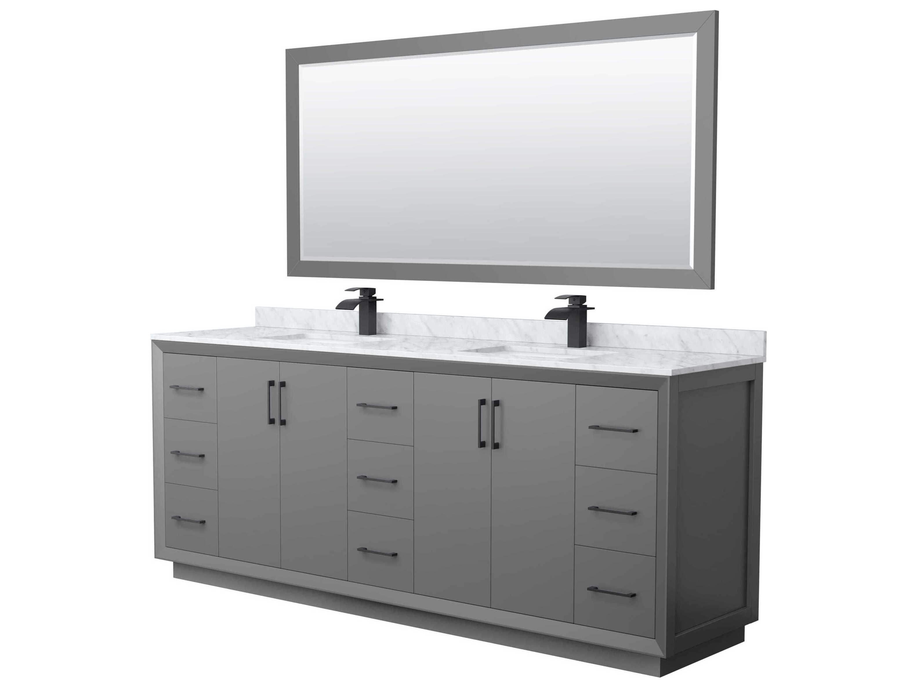 Wyndham Collection Strada 84" Dark Gray Vanity with 70" Mirror