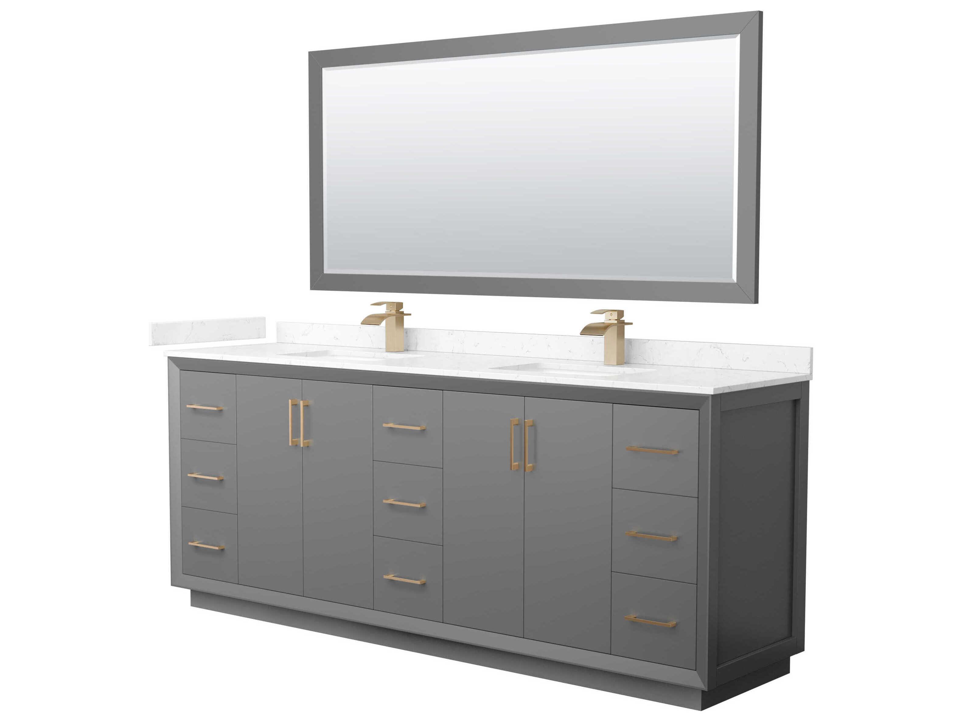 Wyndham Collection Strada 84" Dark Gray Vanity with 70" Mirror