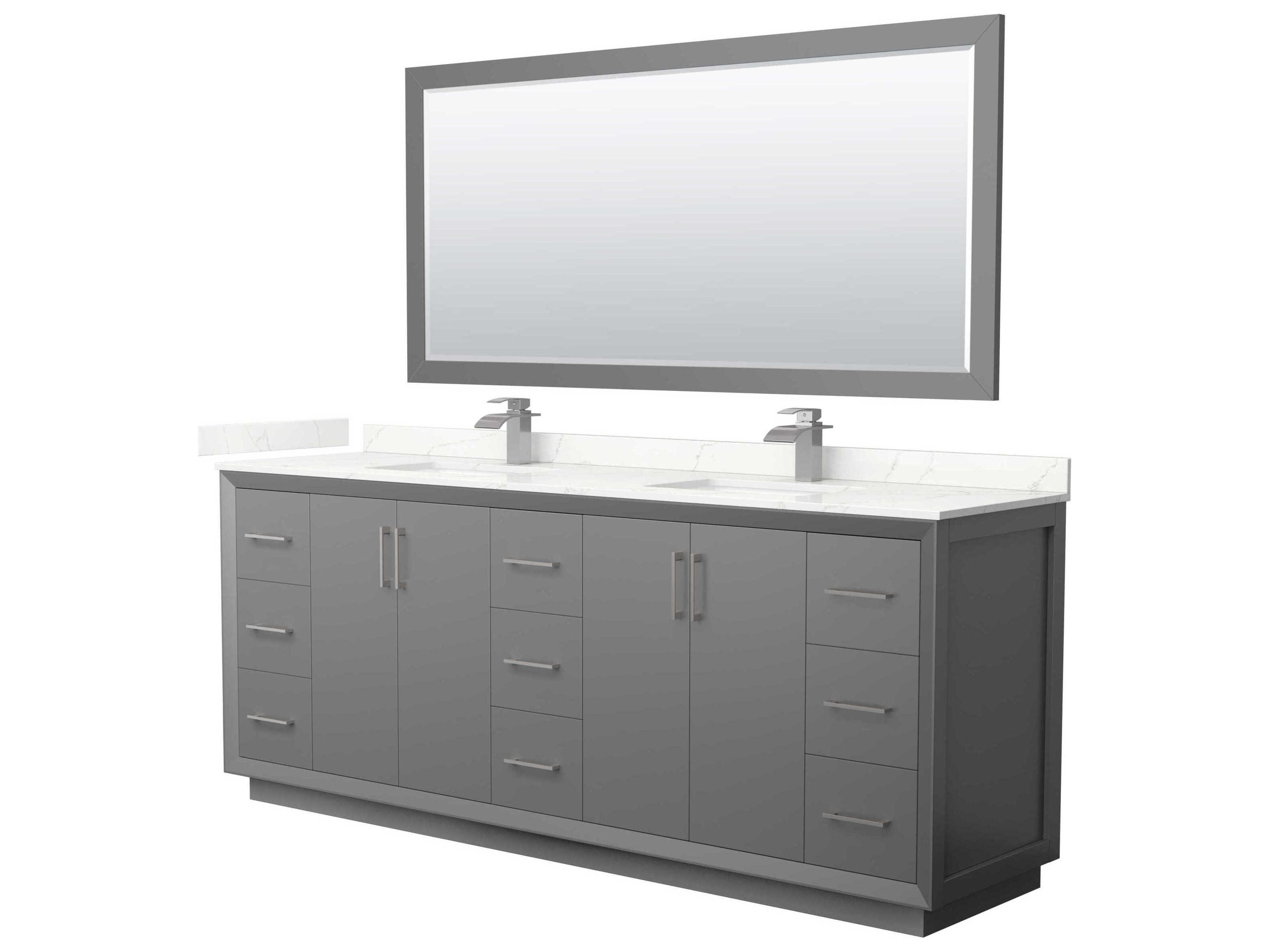 Wyndham Collection Strada 84" Dark Gray Vanity with 70" Mirror