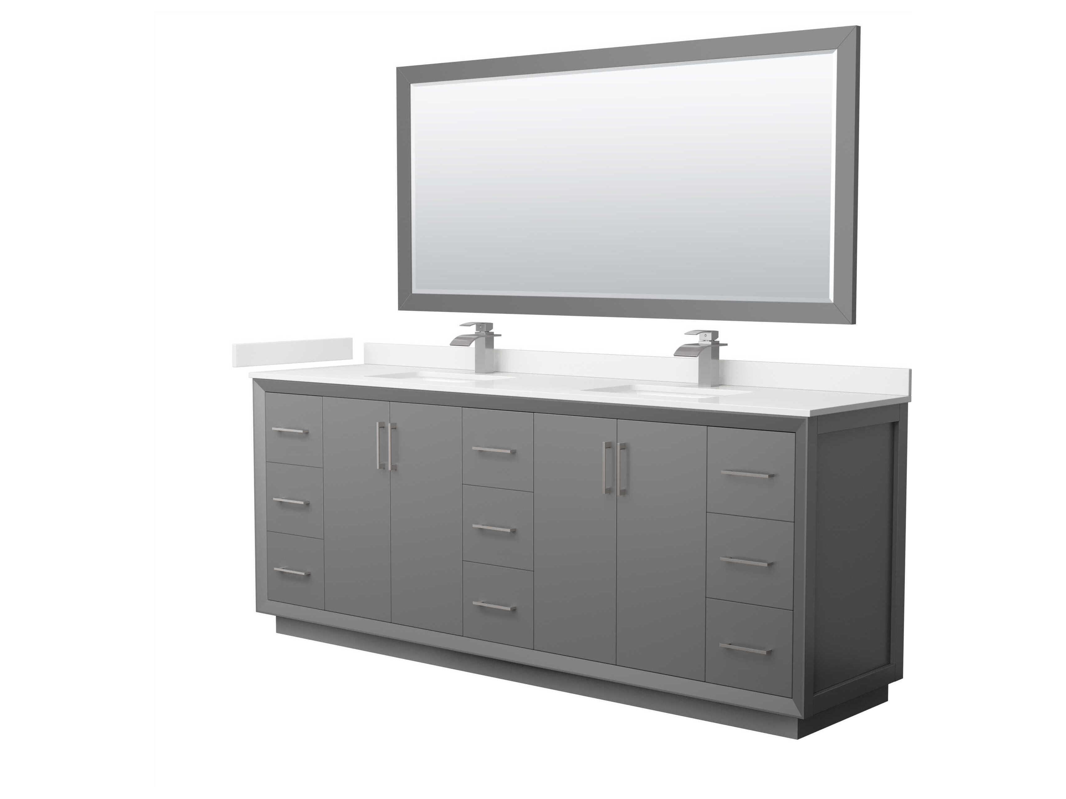 Wyndham Collection Strada 84" Dark Gray Vanity with 70" Mirror