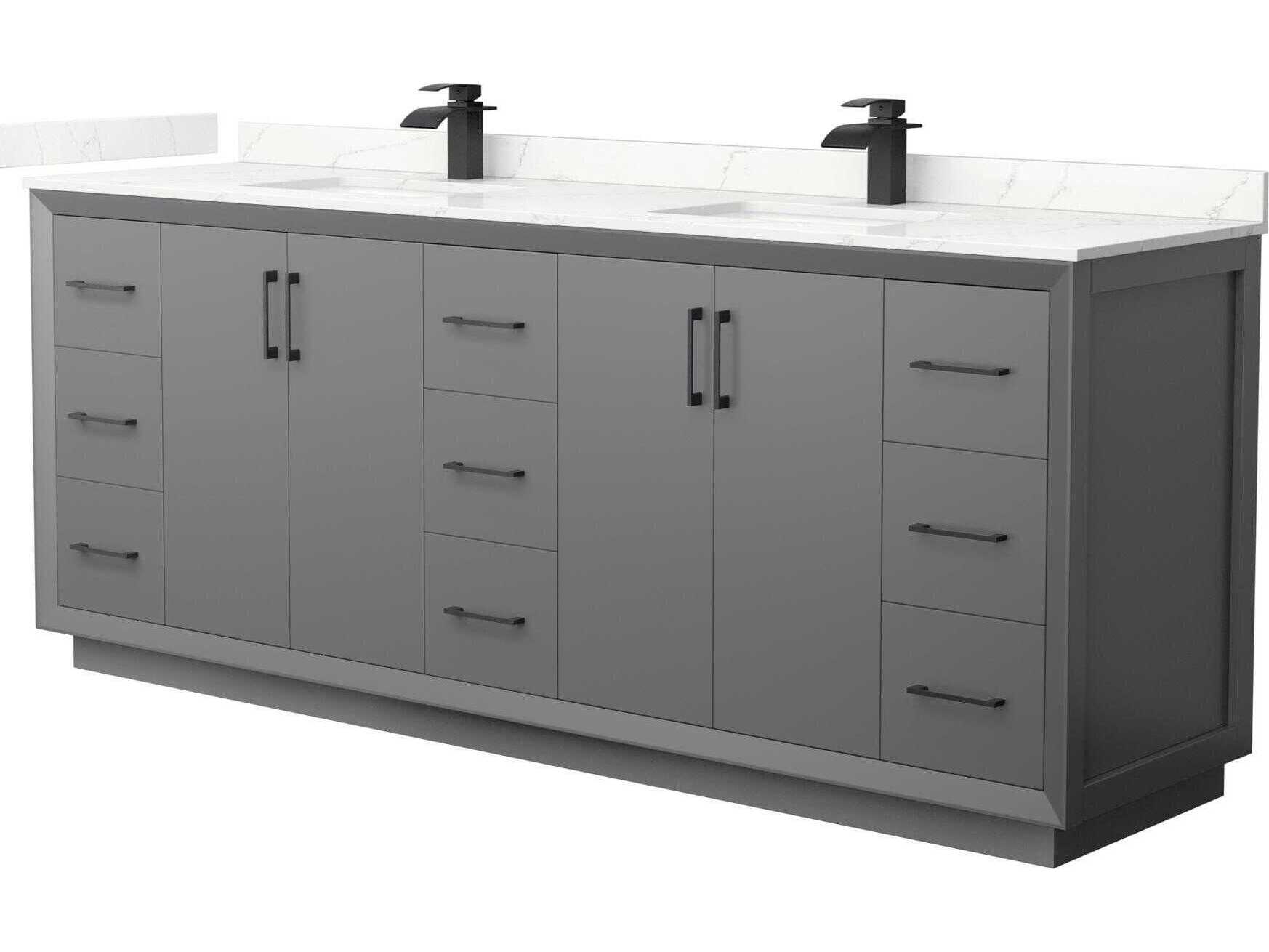 Wyndham Collection Strada 84" Dark Gray Vanity