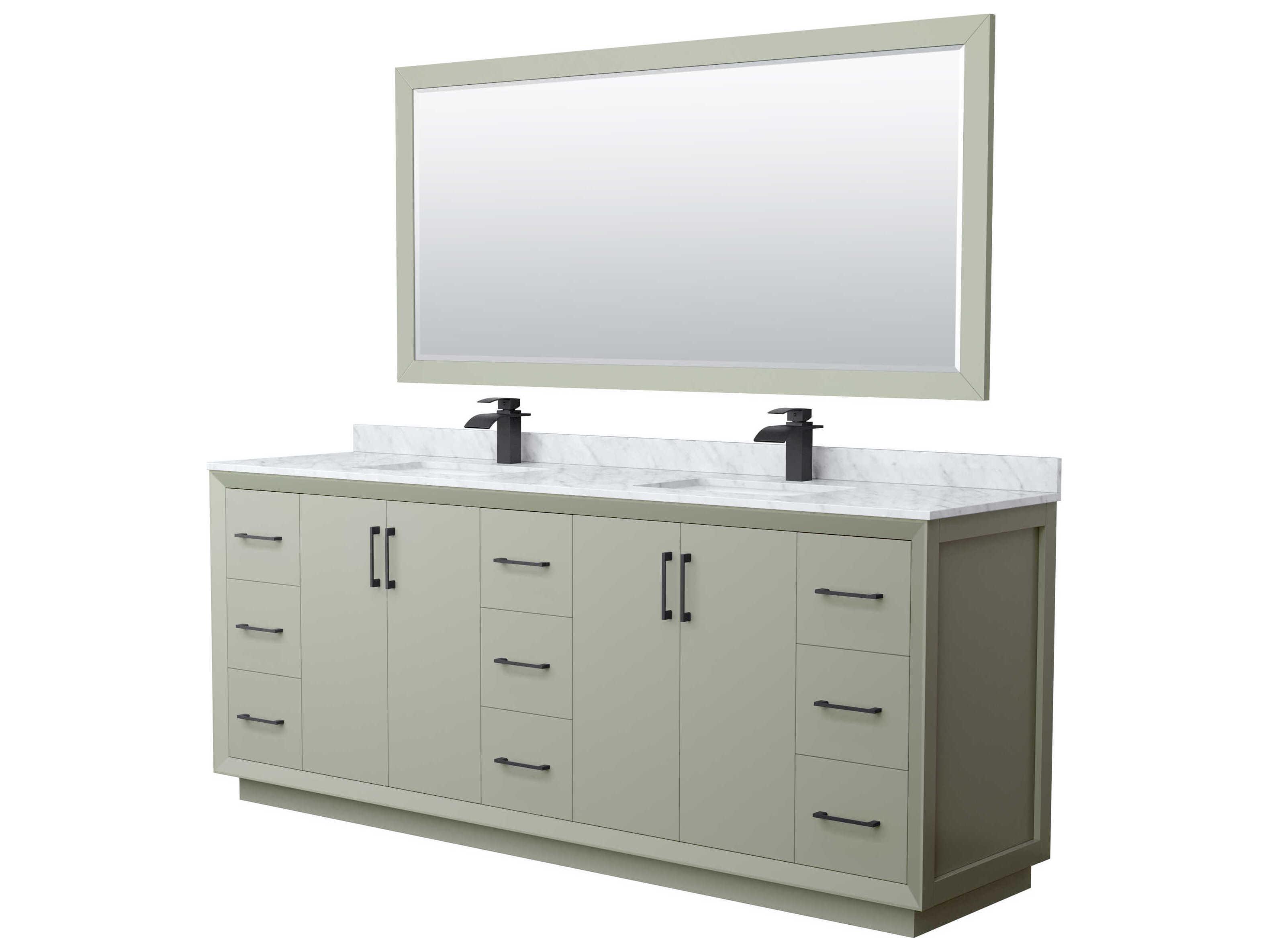 Wyndham Collection Strada 84" Light Green Vanity with 70" Mirror