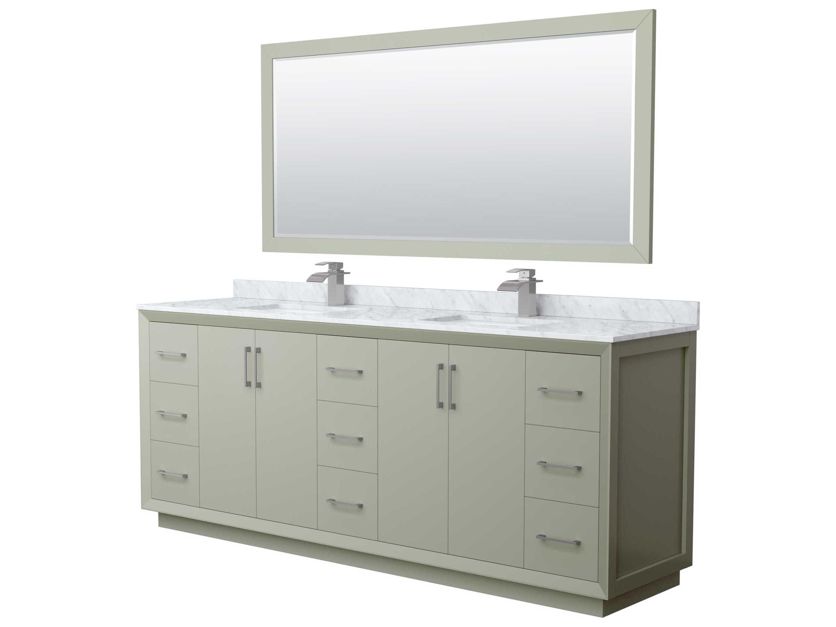 Wyndham Collection Strada 84" Light Green Vanity with 70" Mirror