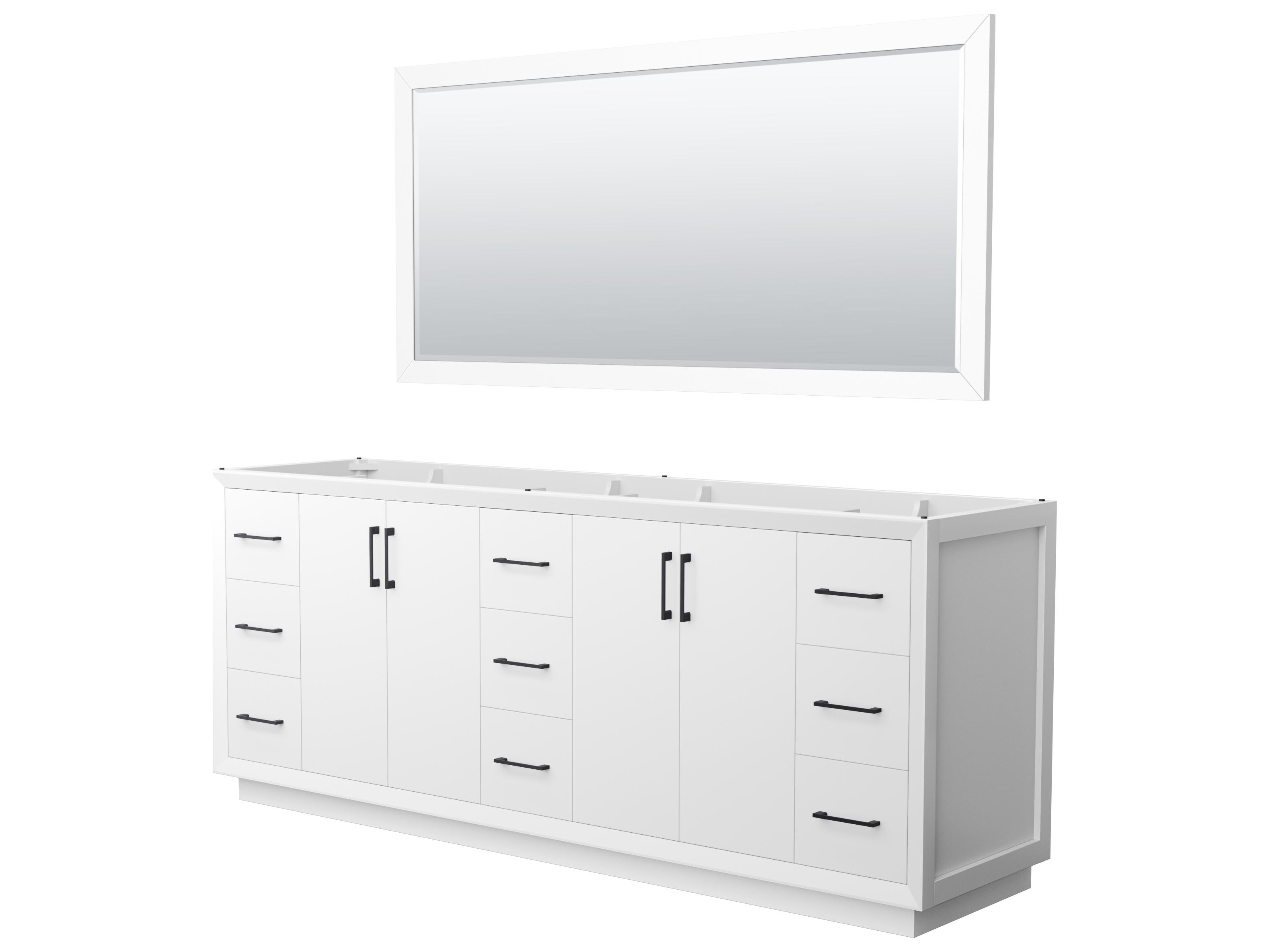 Wyndham Collection Strada 83" White Vanity with 70" Mirror