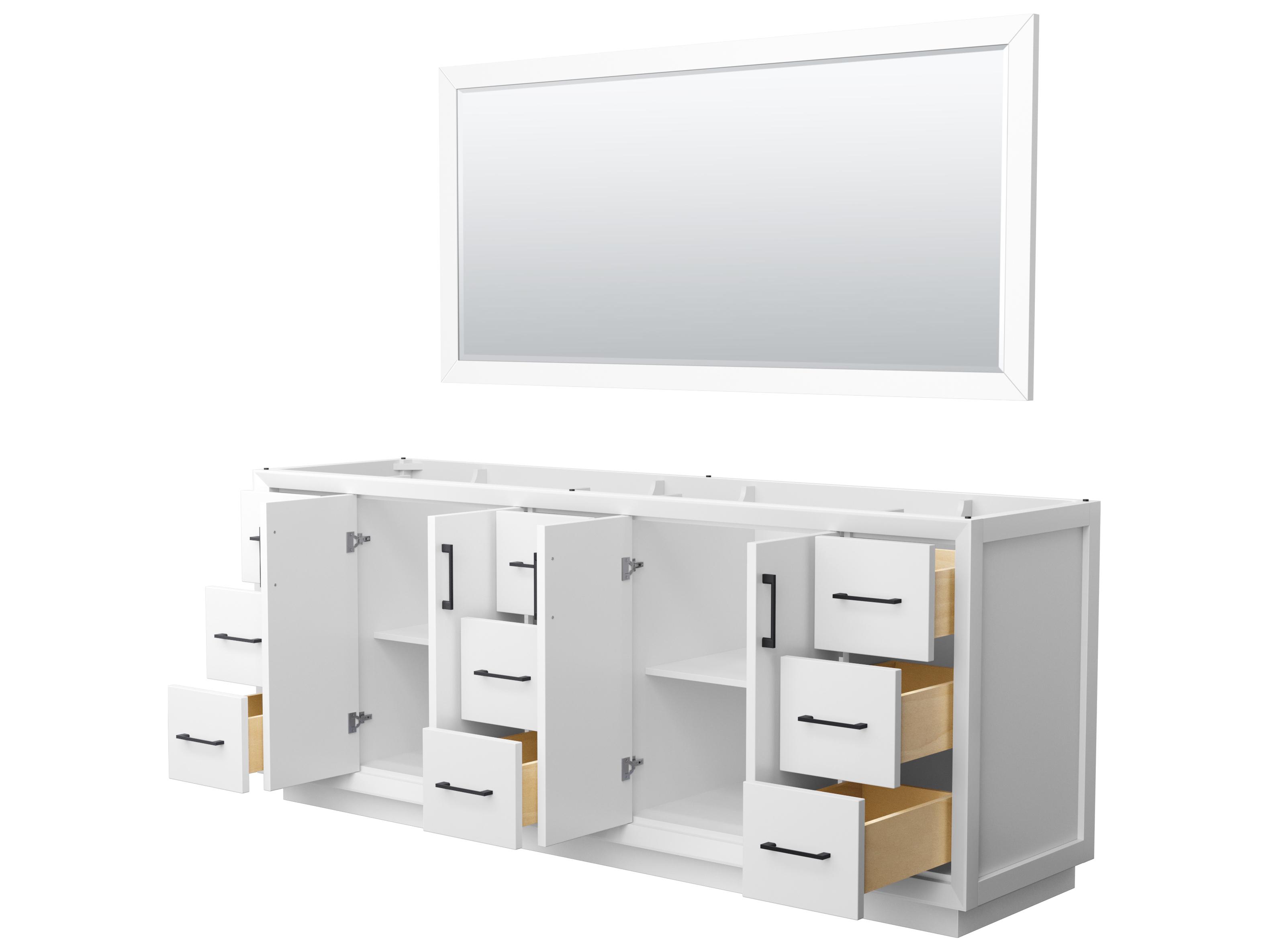Wyndham Collection Strada 83" White Vanity with 70" Mirror