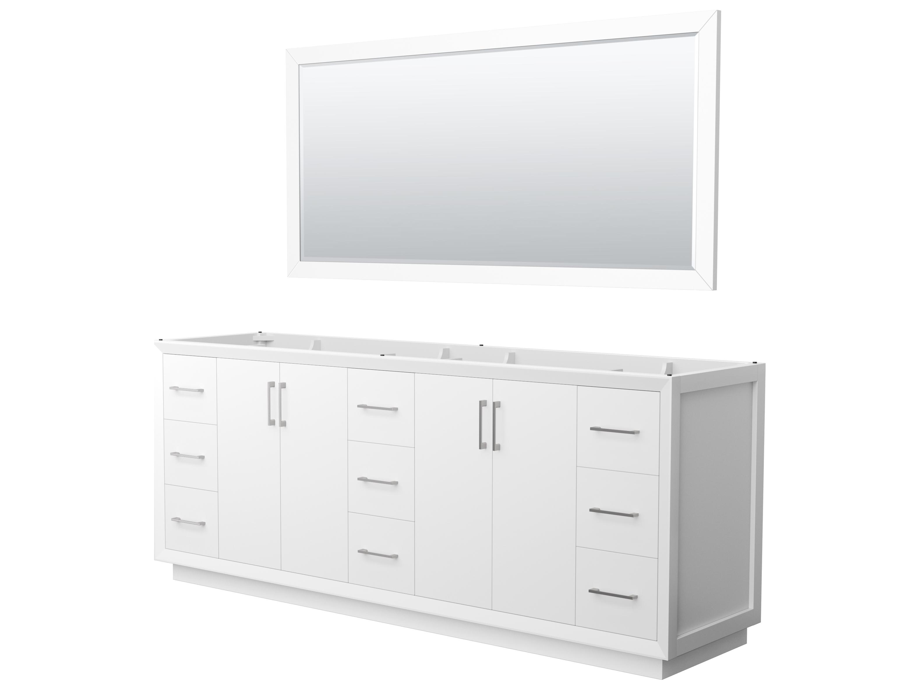Wyndham Collection Strada 83" White Vanity with 70" Mirror