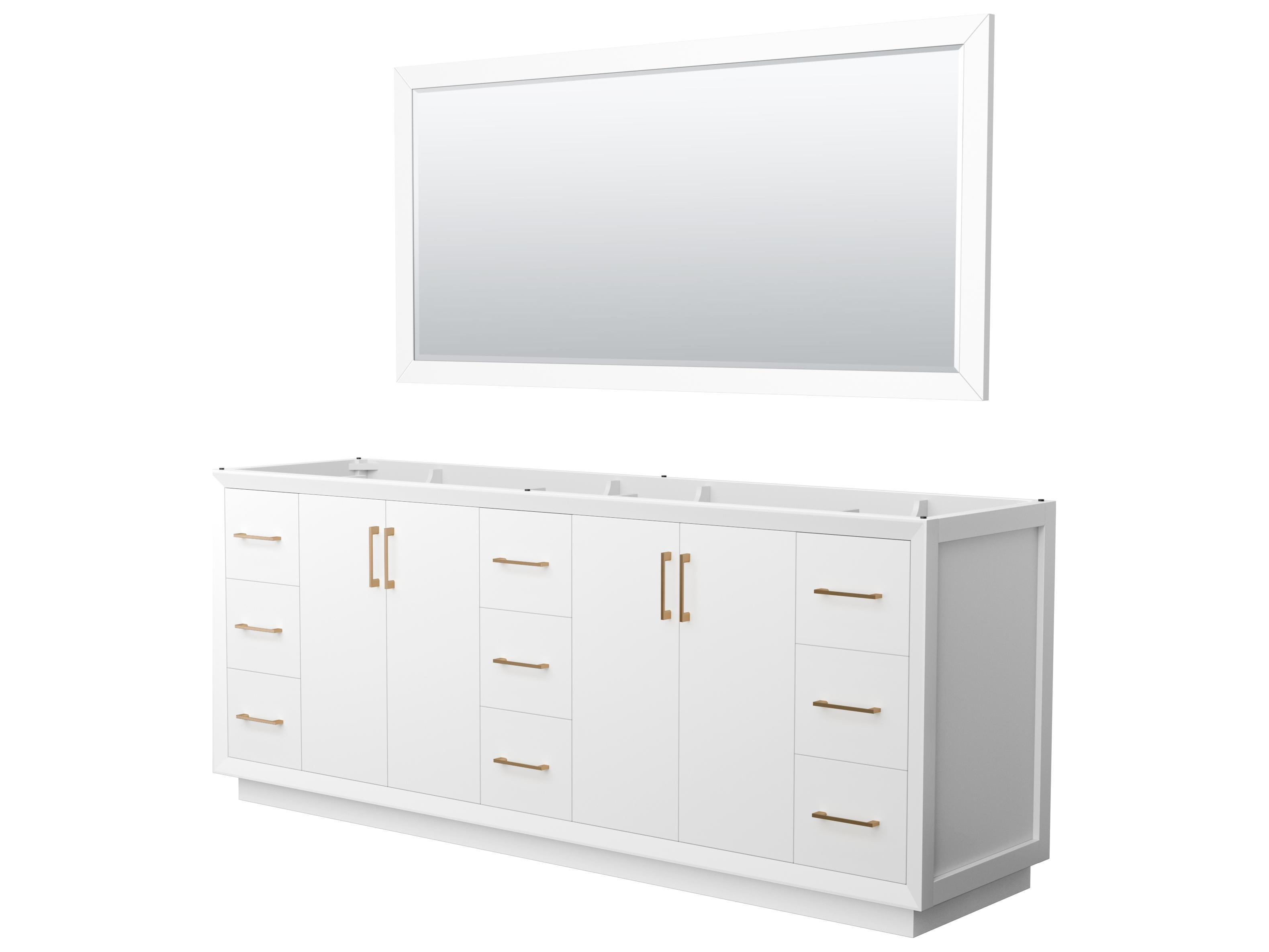 Wyndham Collection Strada 83" White Vanity with 70" Mirror