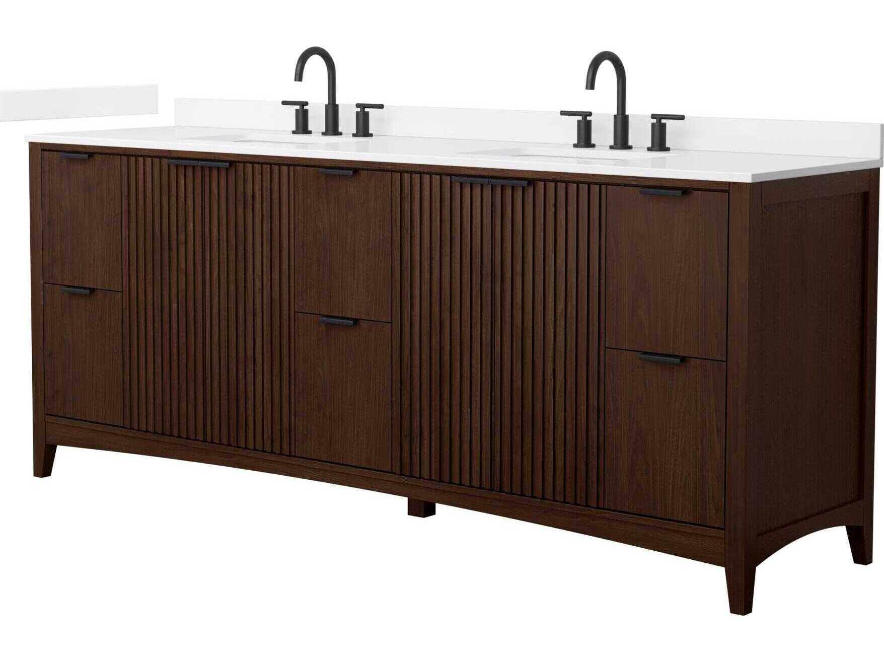 Wyndham Collection Palmilla 84" Dark Walnut Vanity