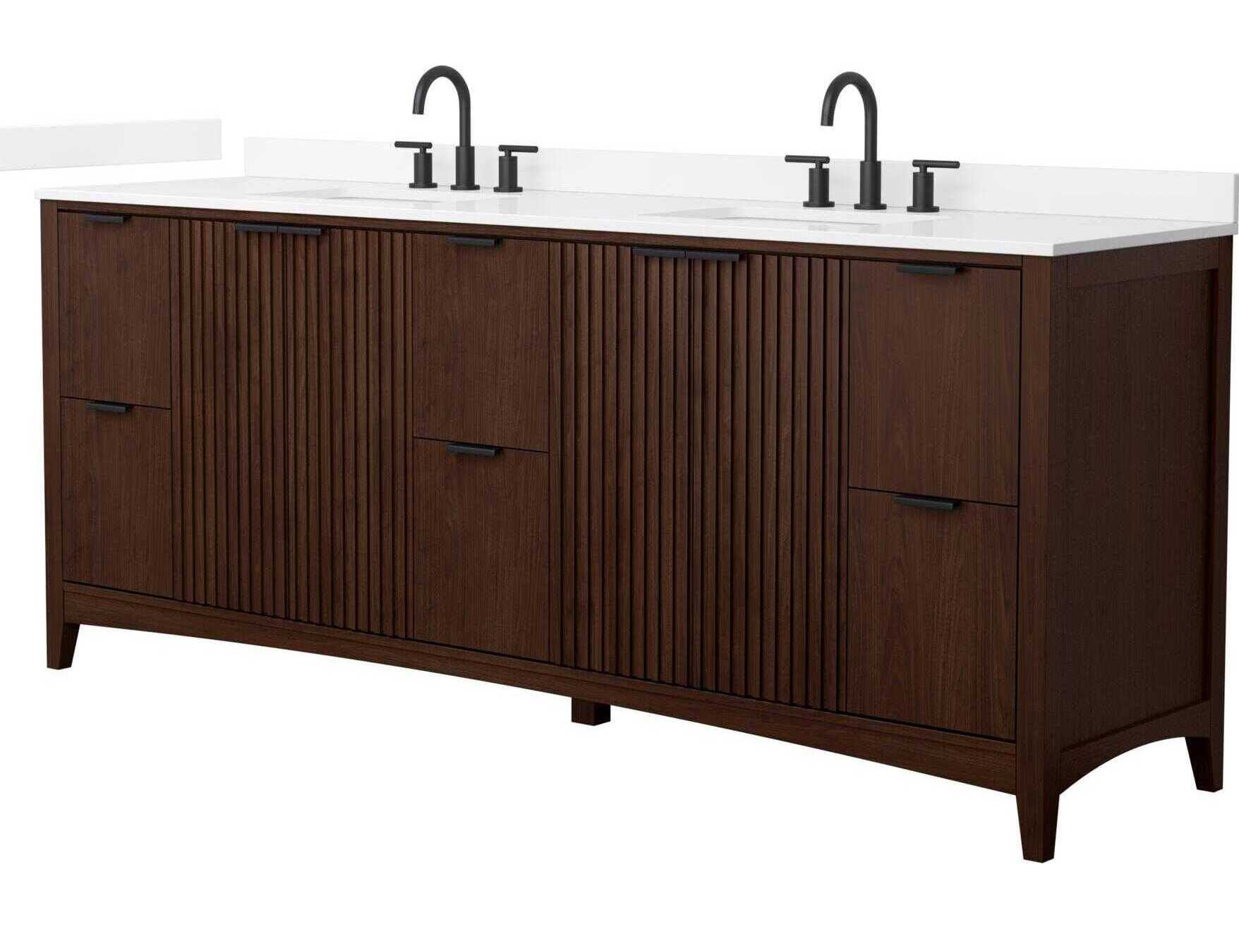 Wyndham Collection Palmilla 84" Dark Walnut Vanity