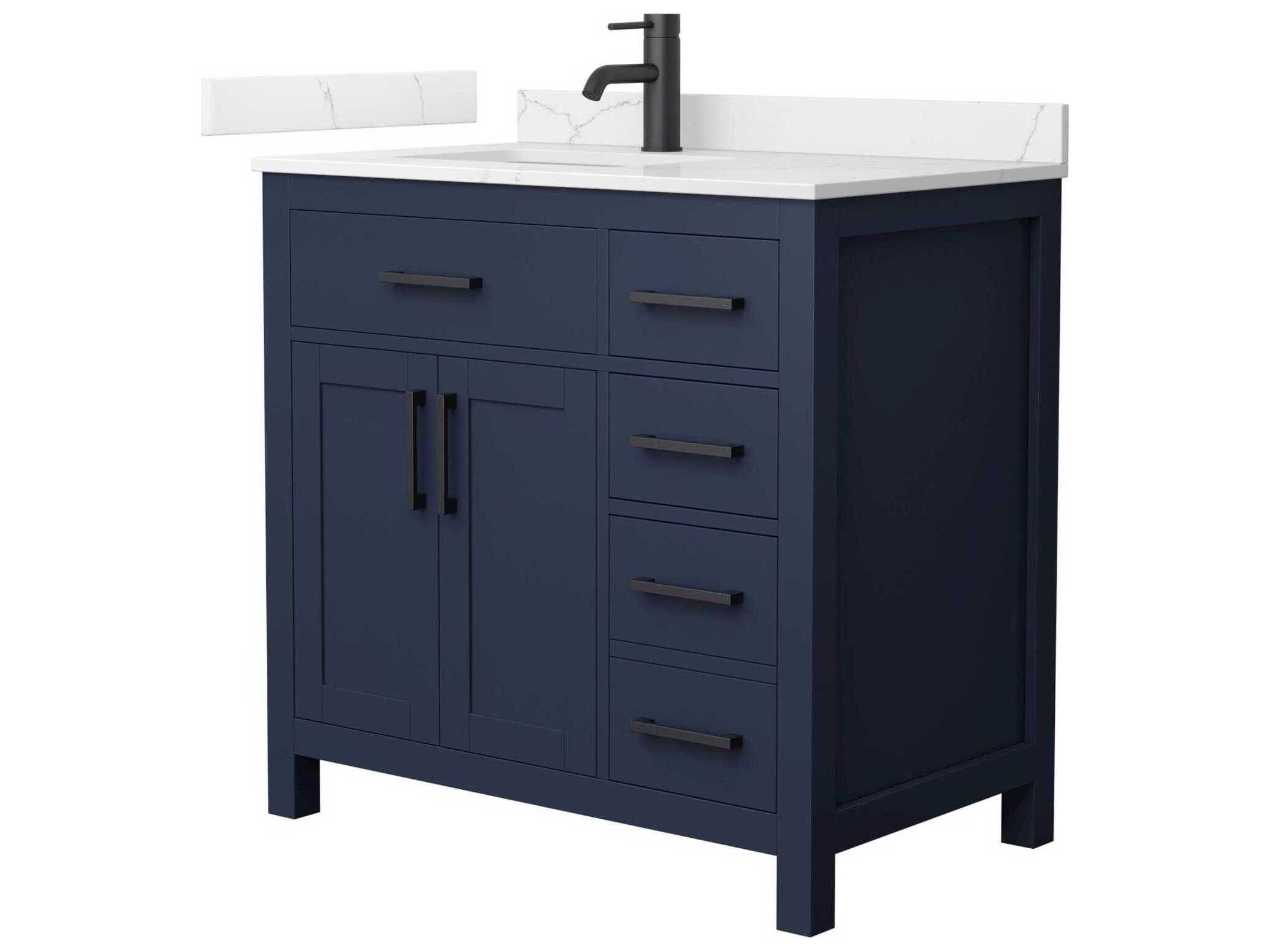 Wyndham Collection Beckett 36" Dark Blue Vanity