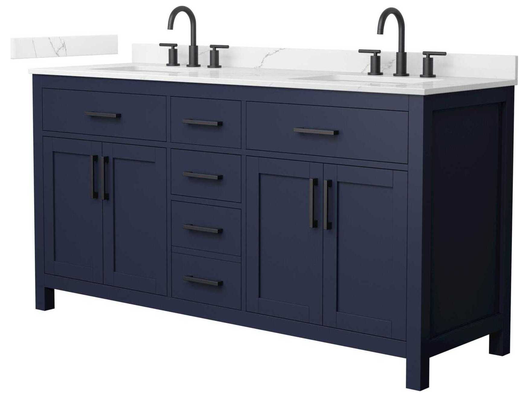 Wyndham Collection Beckett 66" Dark Blue Vanity