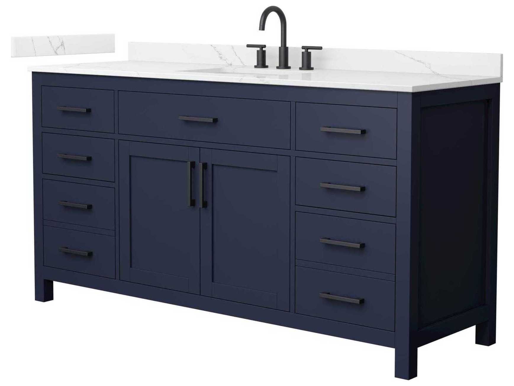Wyndham Collection Beckett 66" Dark Blue Vanity