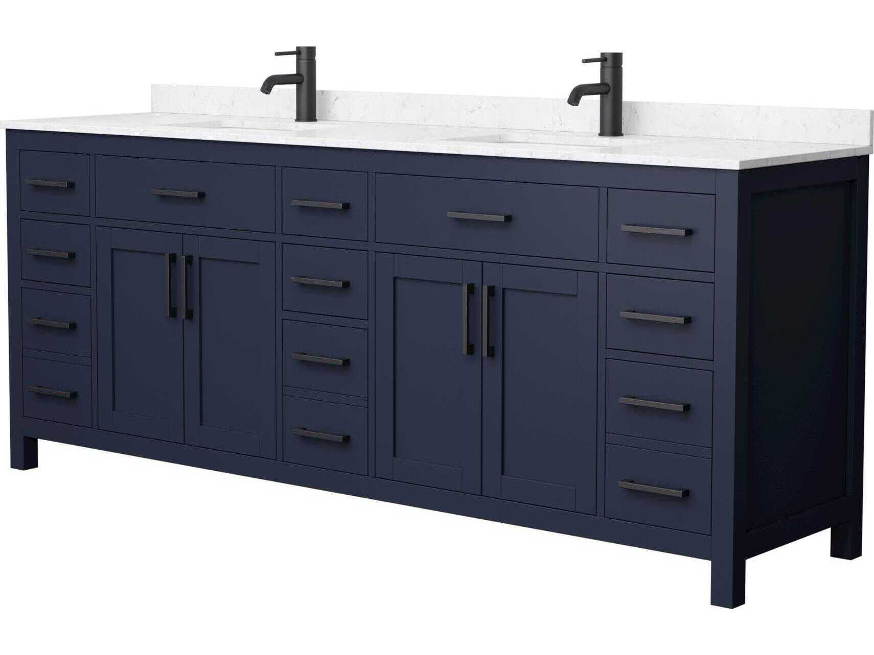 Wyndham Collection Beckett 84" Dark Blue Vanity
