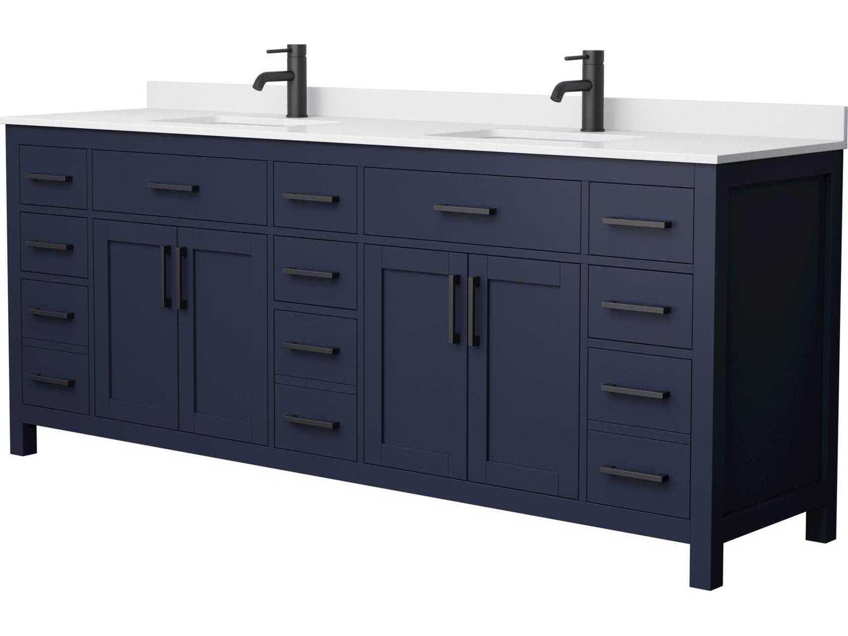 Wyndham Collection Beckett 84" Dark Blue Vanity