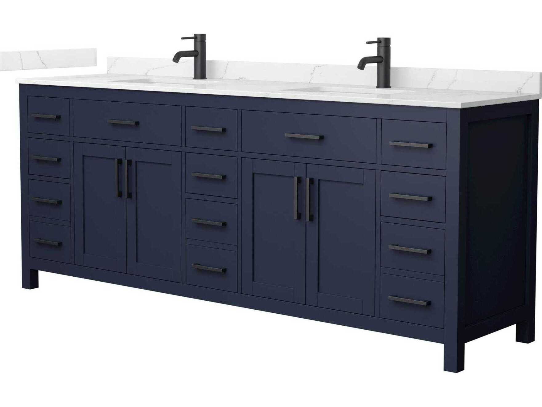 Wyndham Collection Beckett 84" Dark Blue Vanity