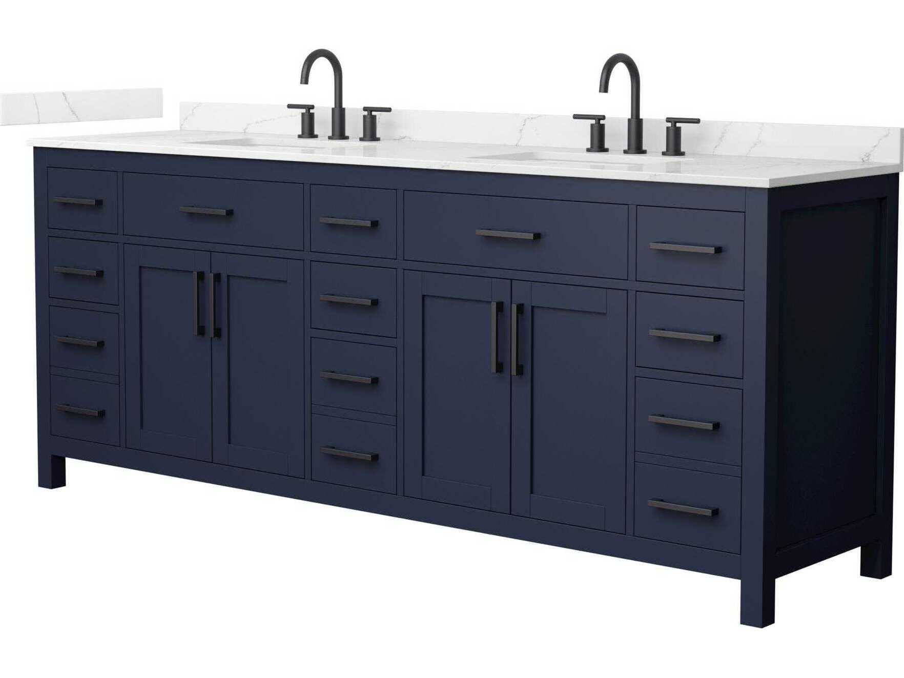Wyndham Collection Beckett 84" Dark Blue Vanity