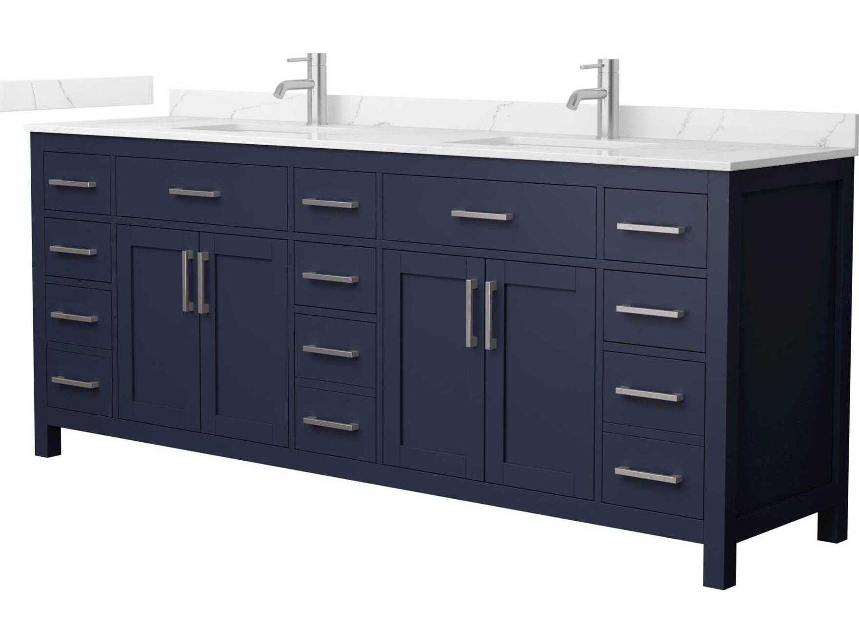 Wyndham Collection Beckett 84" Dark Blue Vanity
