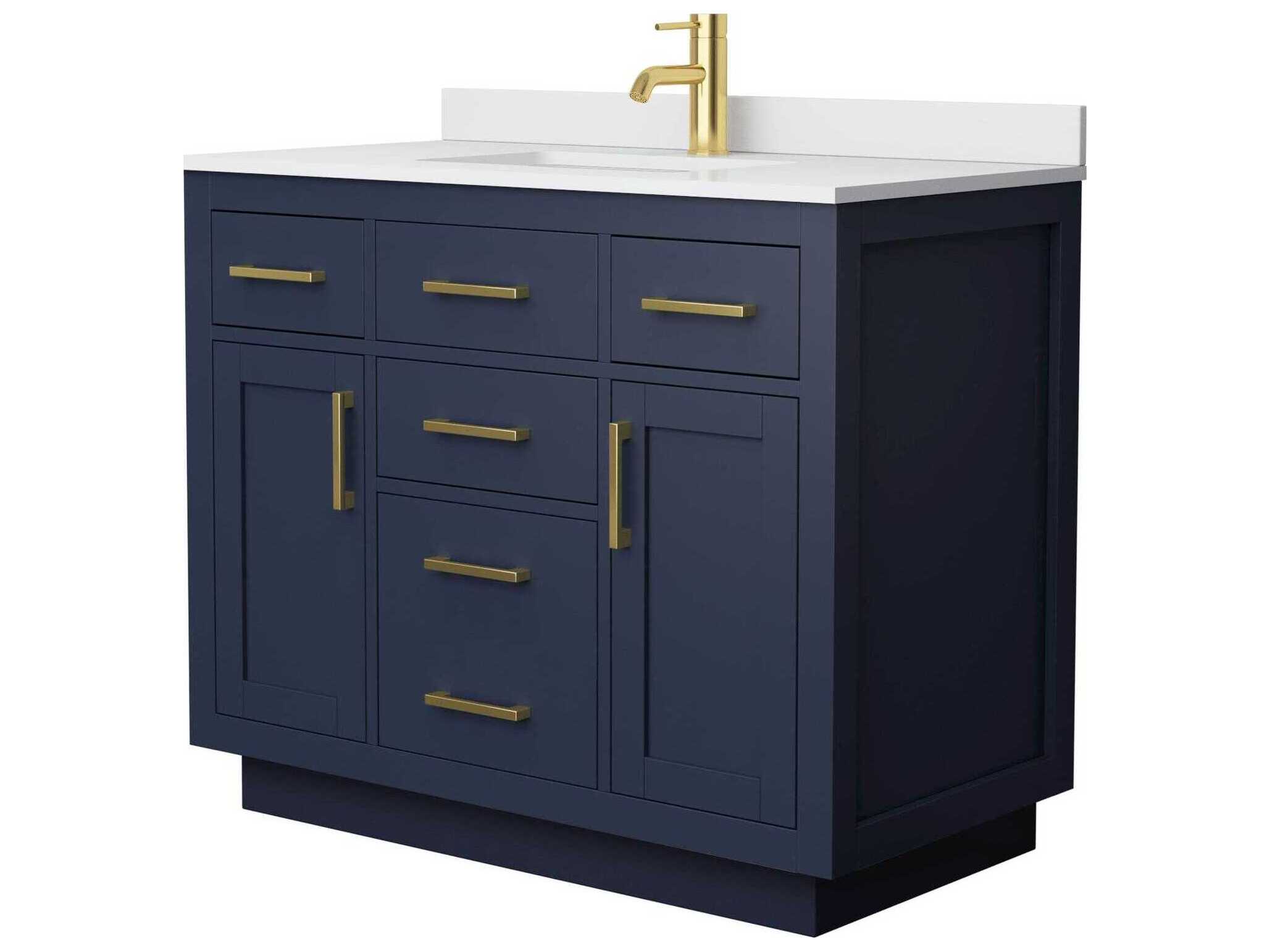 Wyndham Collection Beckett-TK 42" Dark Blue Vanity with Toe Kick
