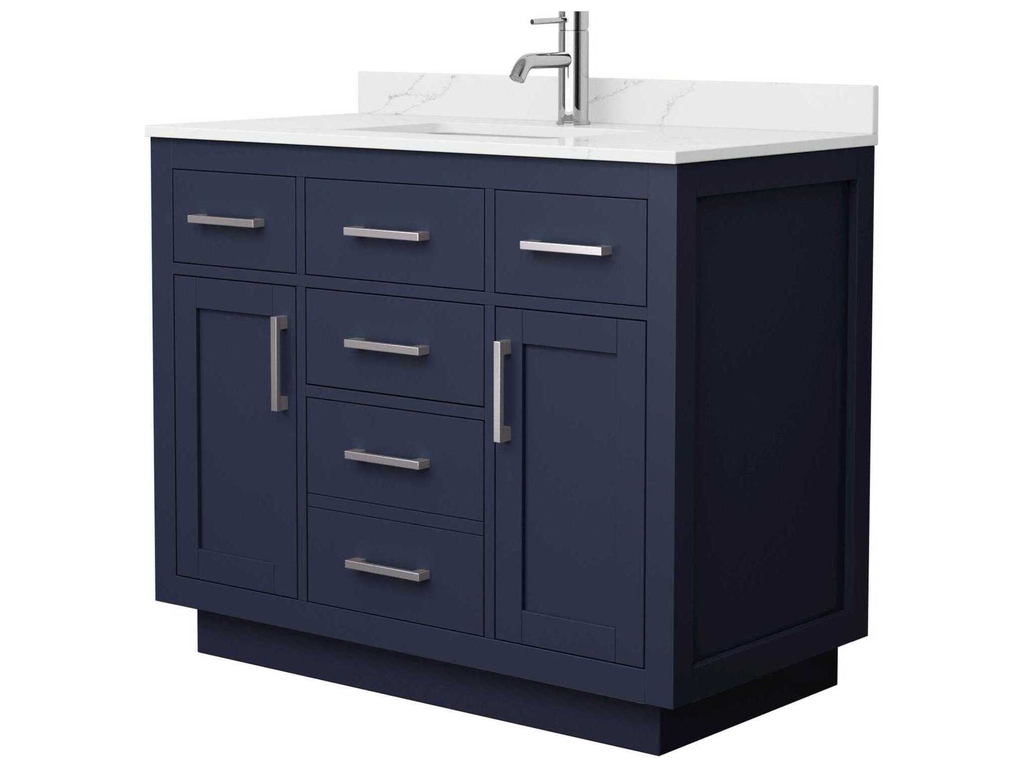 Wyndham Collection Beckett-TK 42" Dark Blue Vanity with Toe Kick