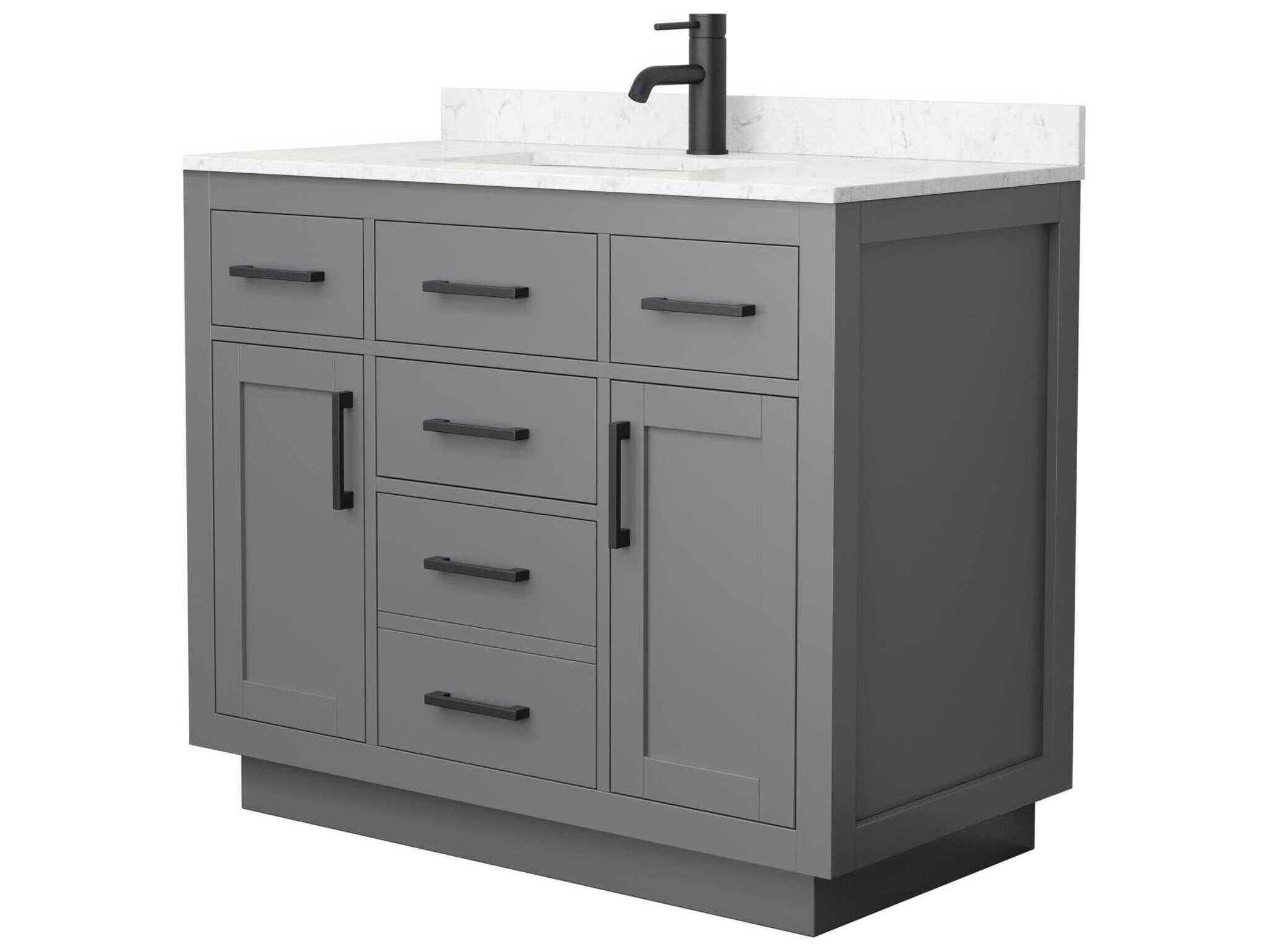 Wyndham Collection Beckett-TK 42" Dark Gray Vanity with Toe Kick