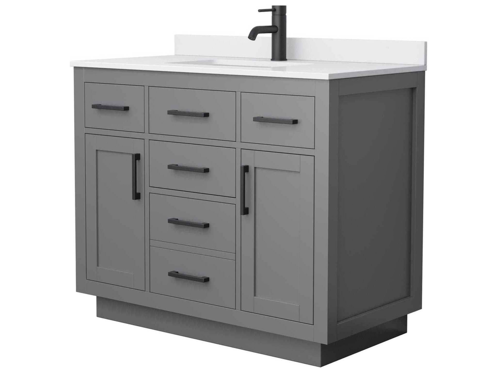 Wyndham Collection Beckett-TK 42" Dark Gray Vanity with Toe Kick
